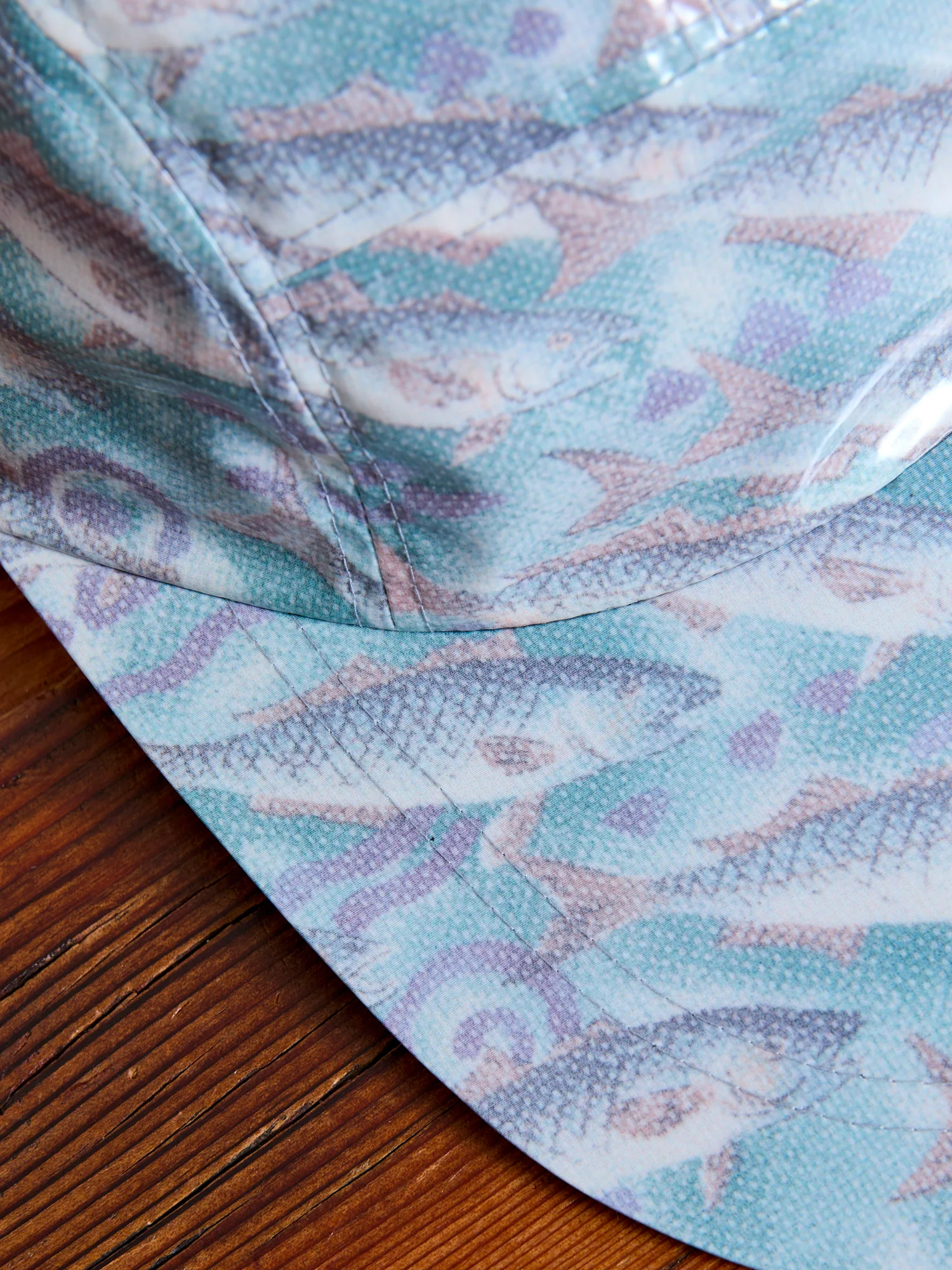 Nylon Print Water Film Fishing Cap in Aqua - Image 6