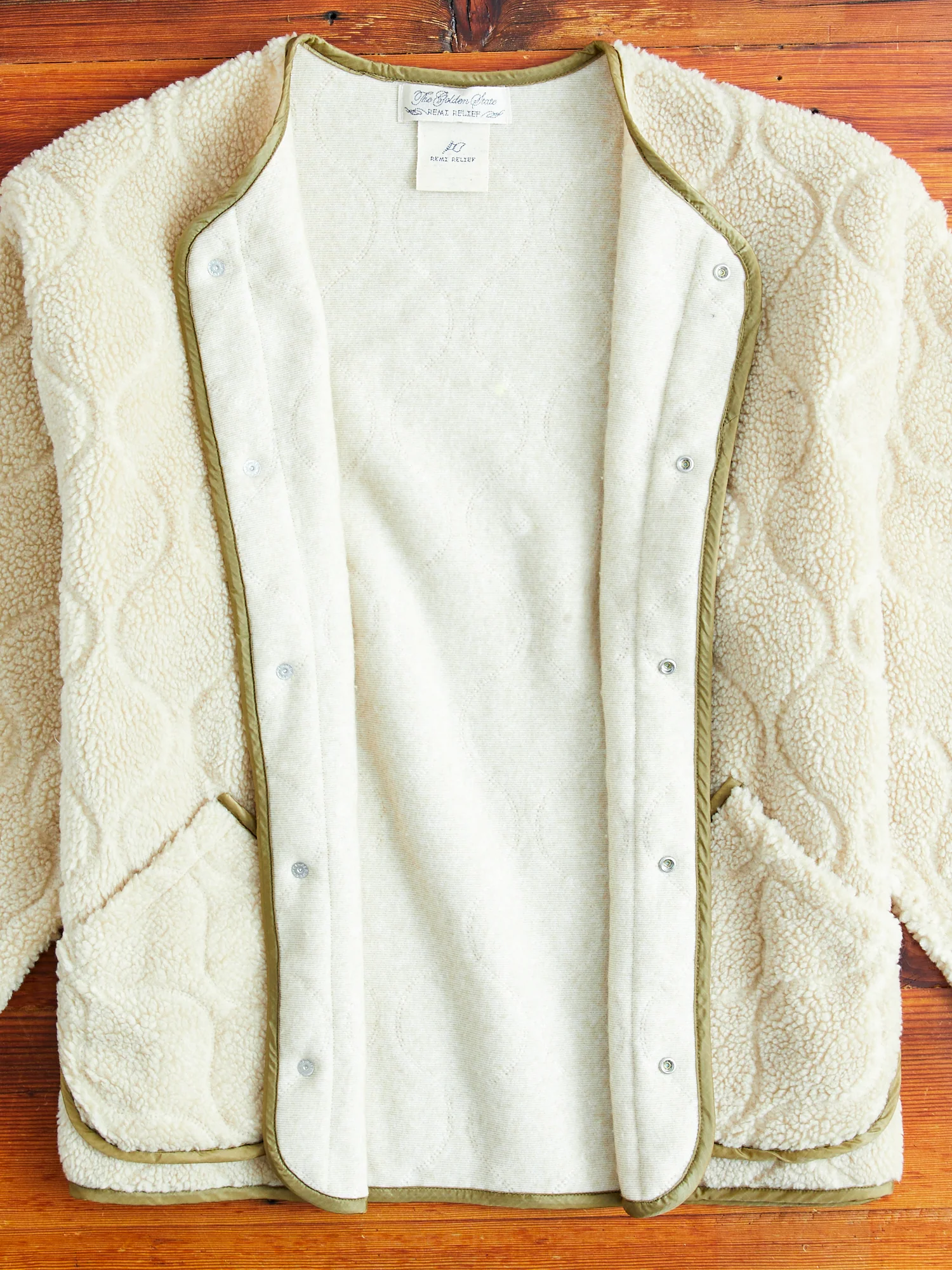 Nylon Rip Boa Jacket in Beige - Image 8