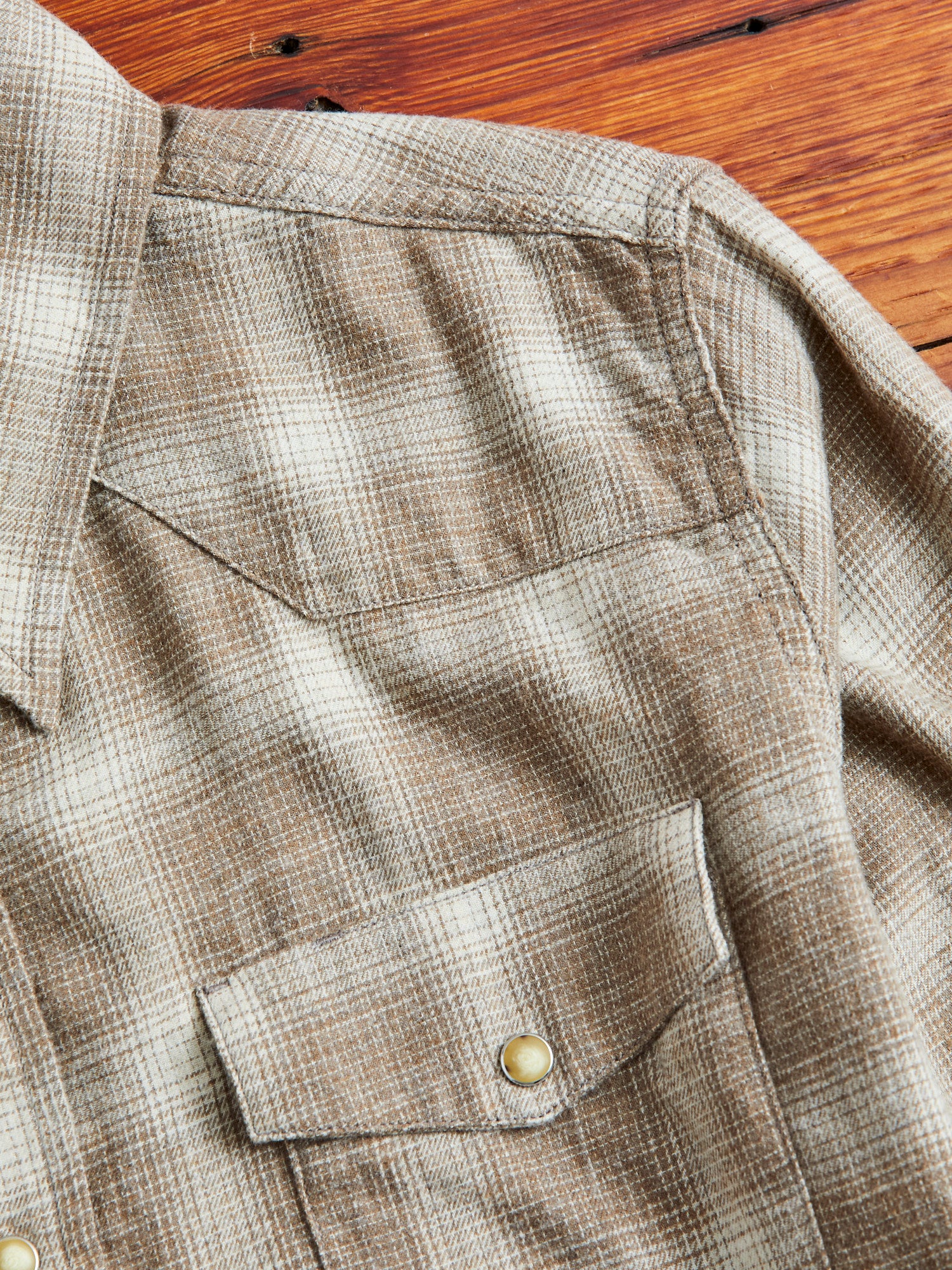 Ombre Check Western Shirt in Brown - Image 4