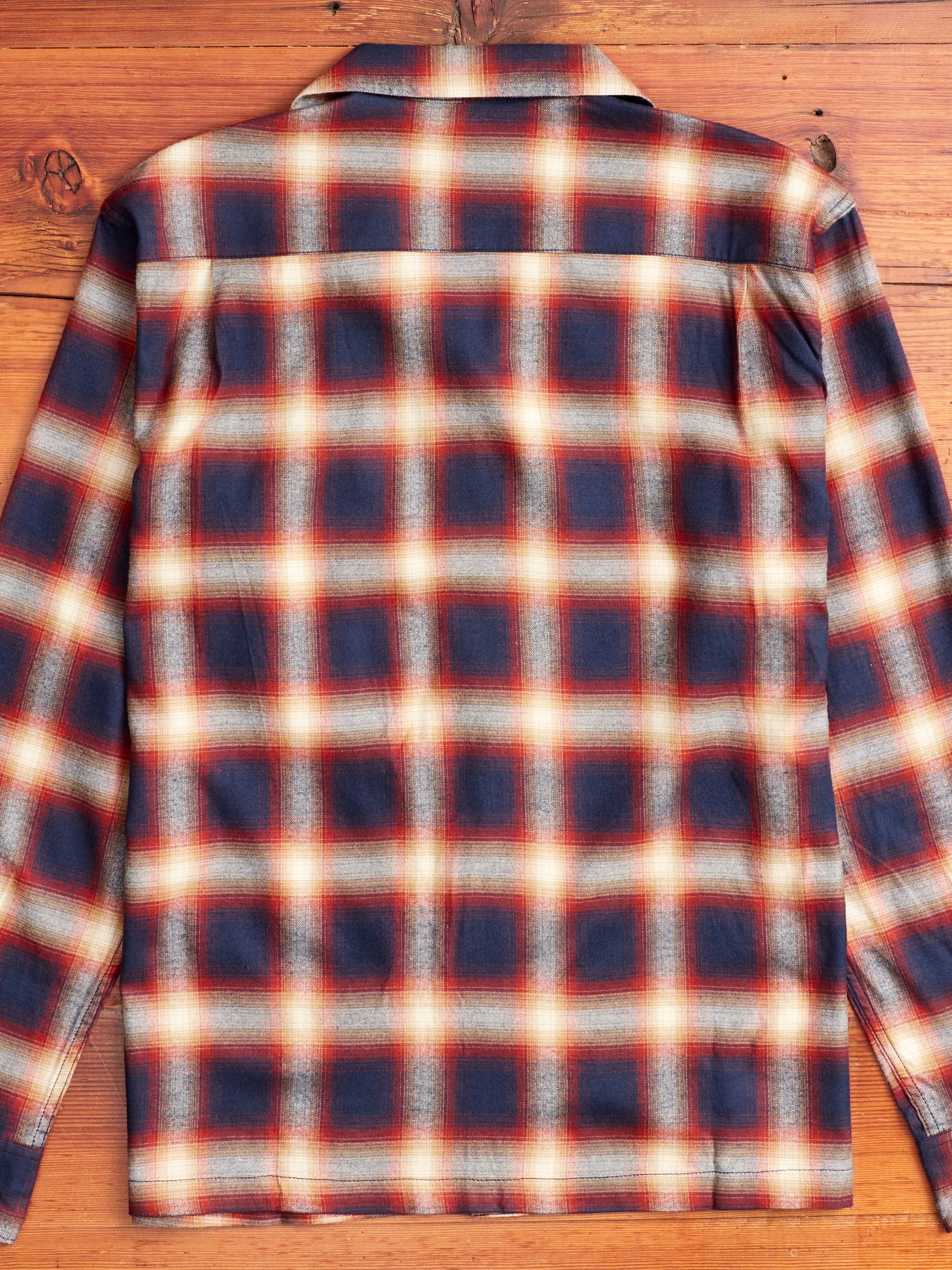 Rayon Ombre Open Collar Shirt in Navy - Image 9