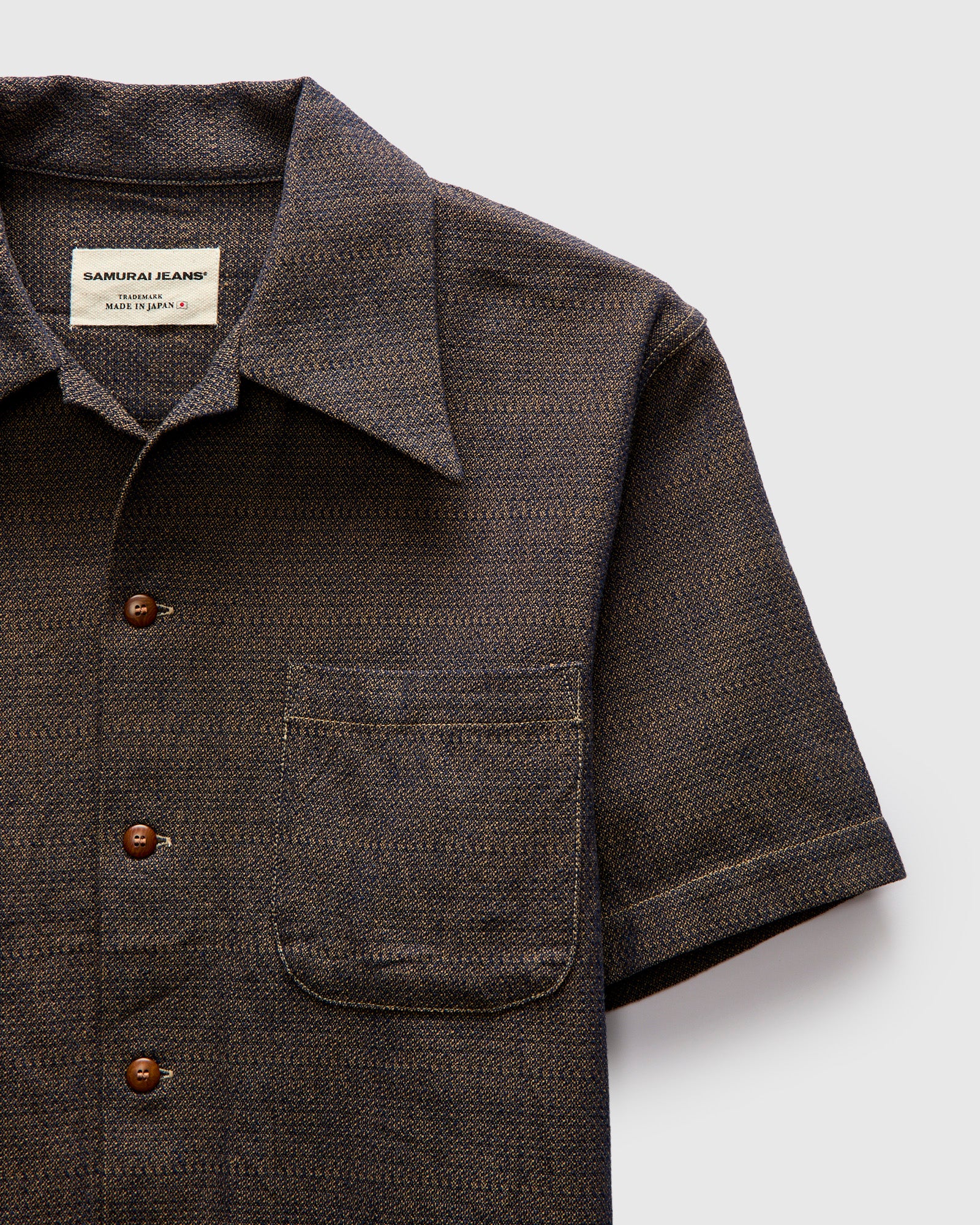 Open Collar Shirt in Sashiko Kanoko Aimadara - Image 6