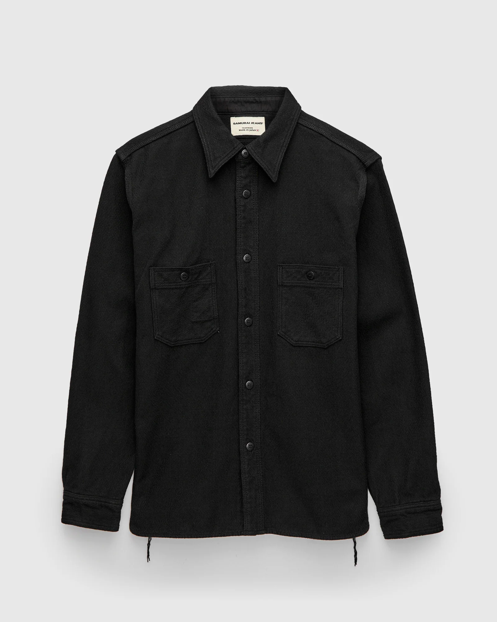 Overdyed Sashiko Flannel Workshirt in Black