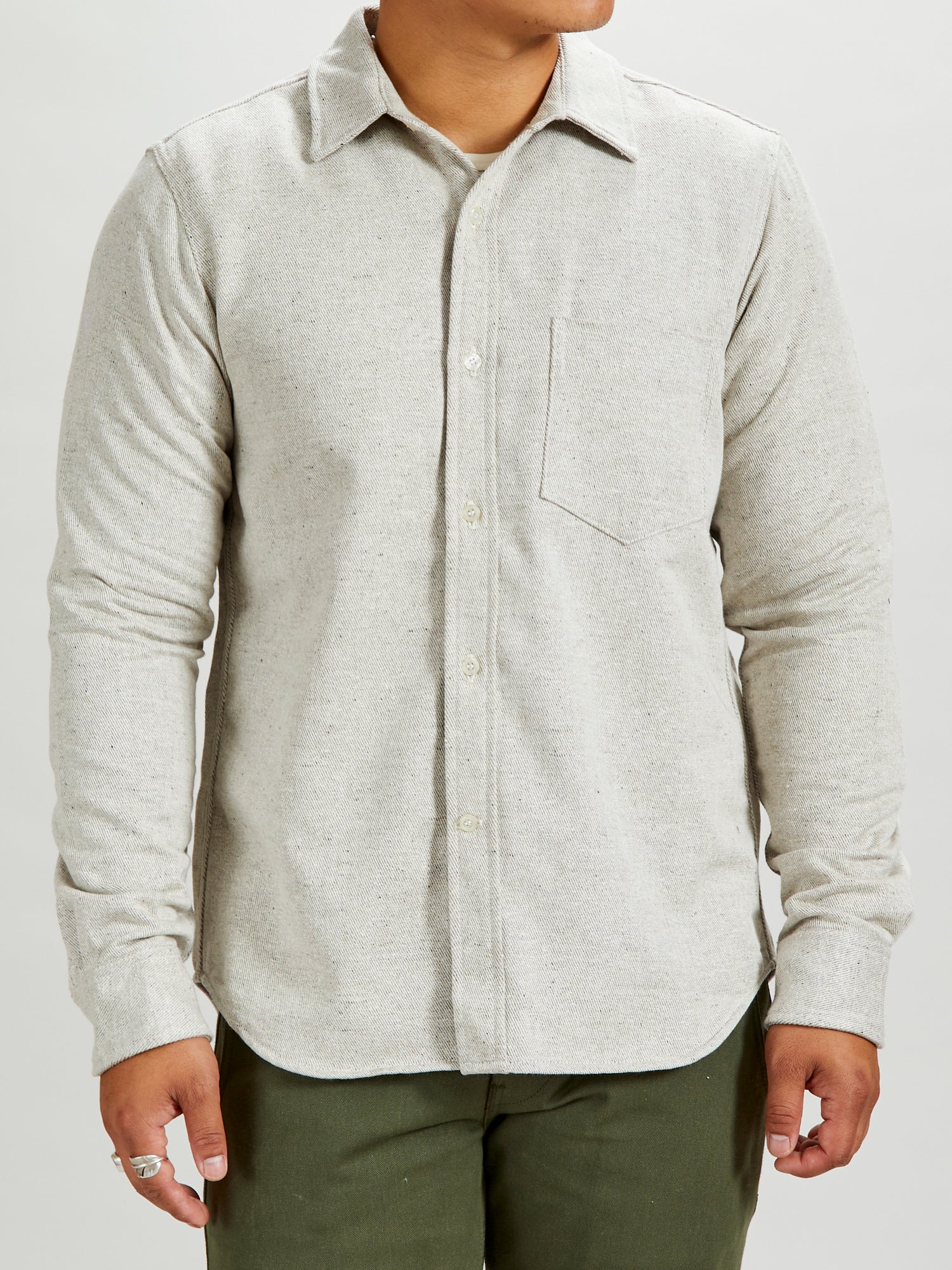 "Oxford Shirt" in Natural Reverse Brushed Flannel - Image 3