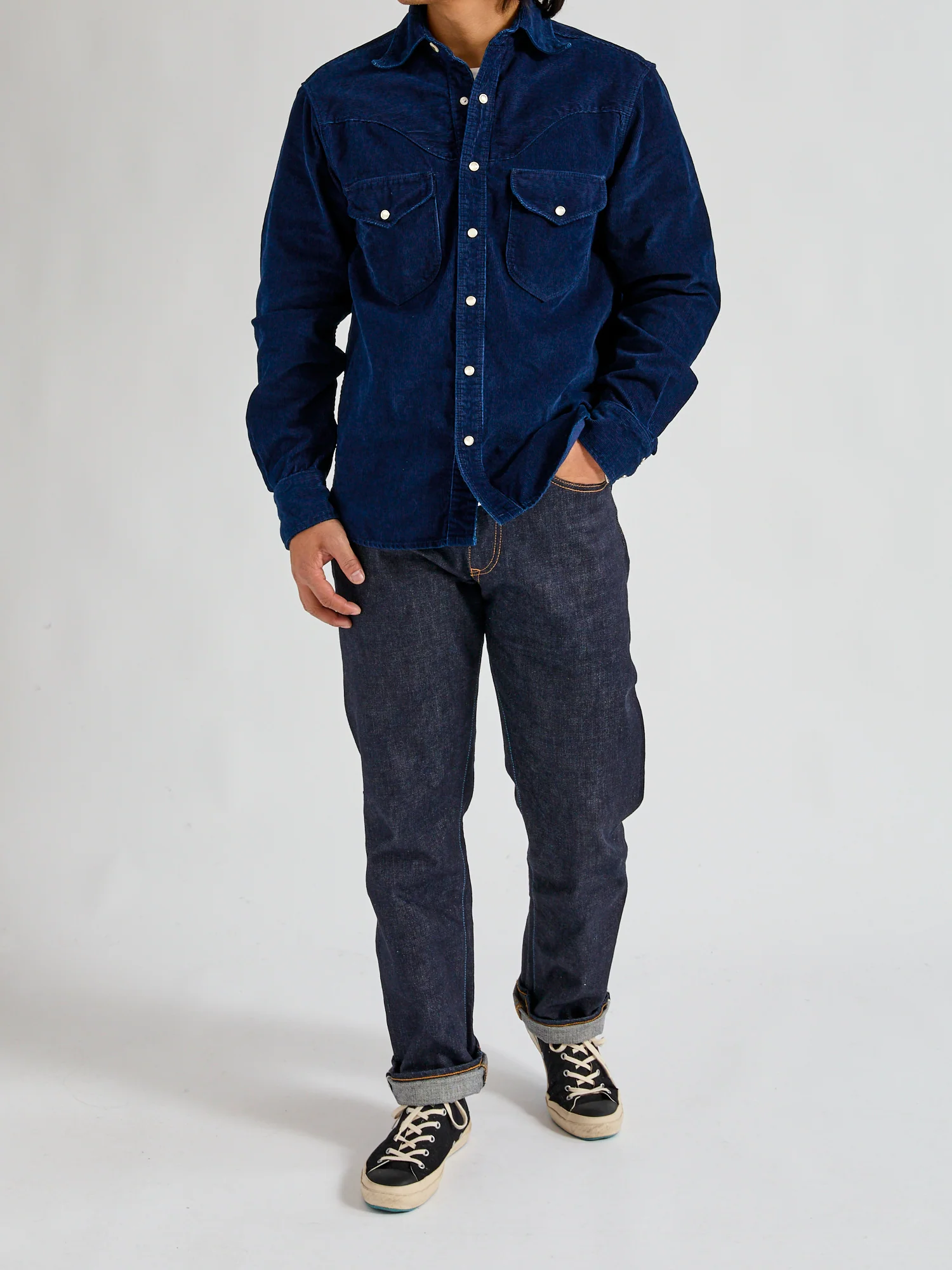 Packard Western Shirt in Indigo Corduroy - Image 11