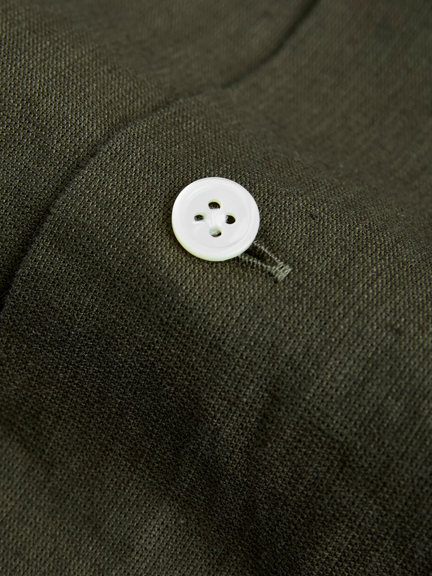 Panama Cloth Open Collar Shirt in Olive - Image 6