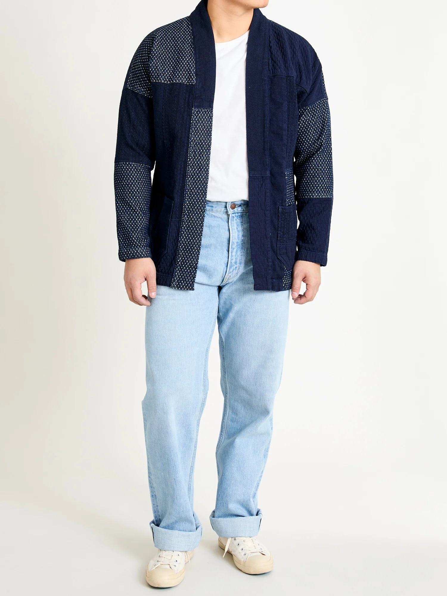 Patchwork Haori Jacket in Rinsed Indigo - Image 8