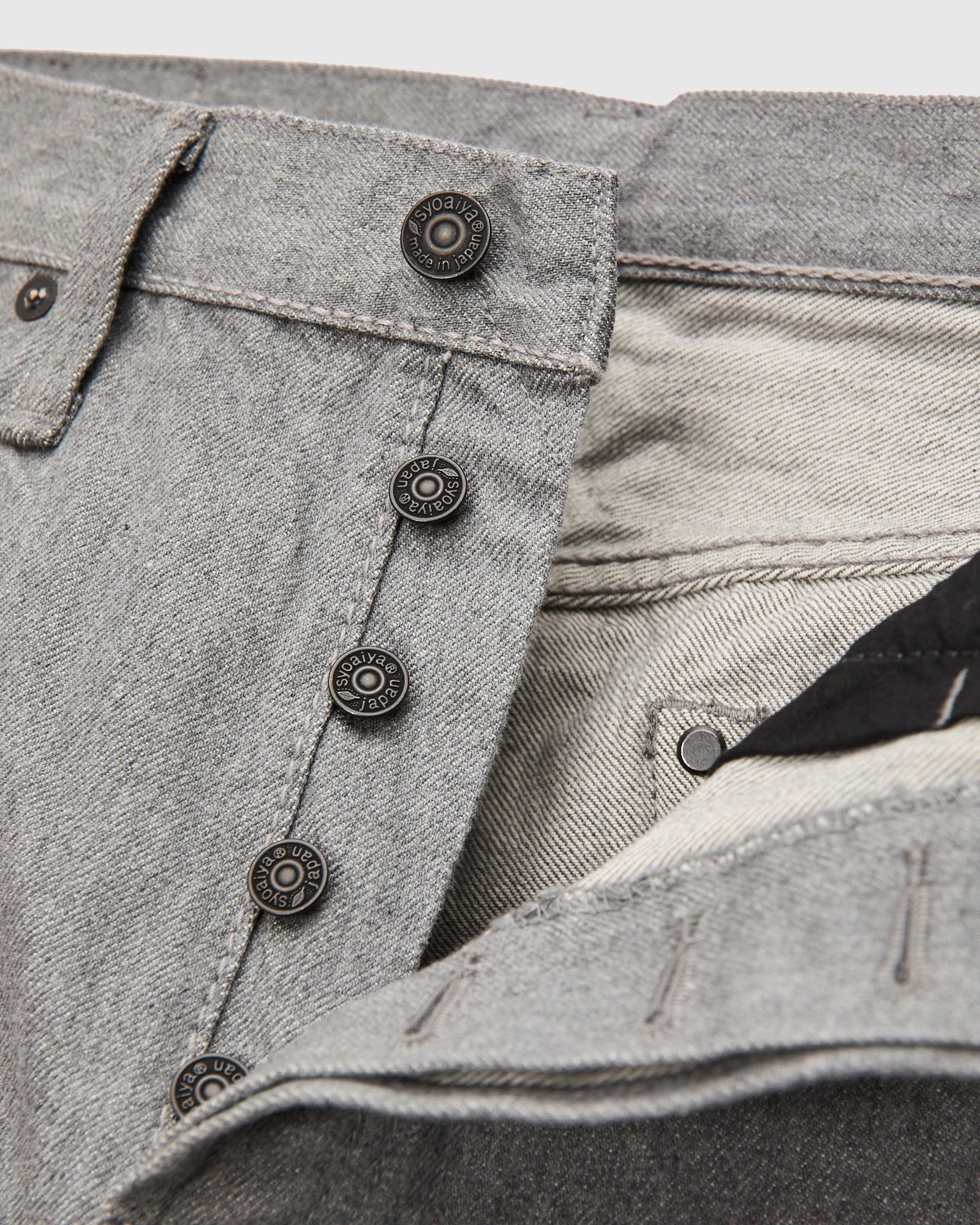 "Moonrock" 14oz Rinsed Heather Grey Selvedge Denim - Regular Straight Fit - Image 8
