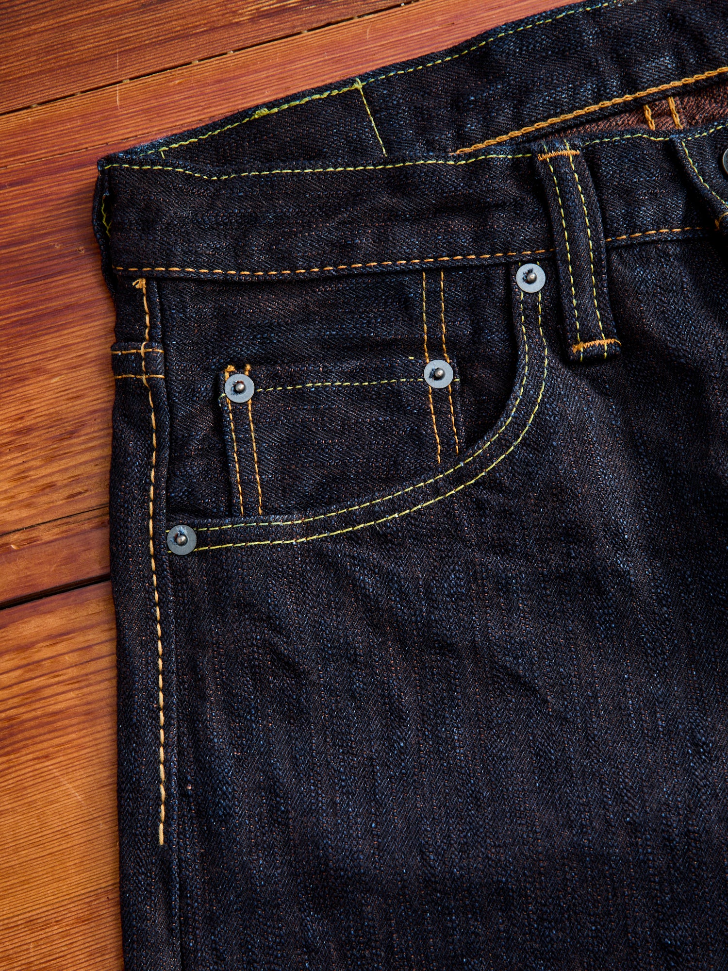 PER-EX-003-ID "Persimmon Extra Slub" 15oz Rinsed Selvedge Denim - Regular Straight Fit - Image 7