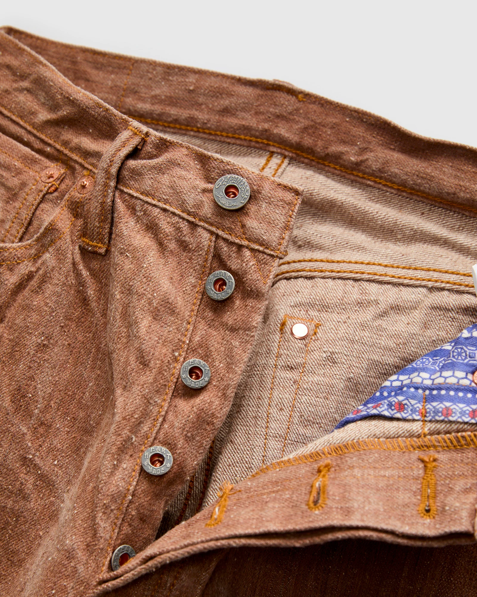 "Red Persimmon" 13oz Natural Dye Nep Selvedge Denim - Regular Straight Fit - Image 7