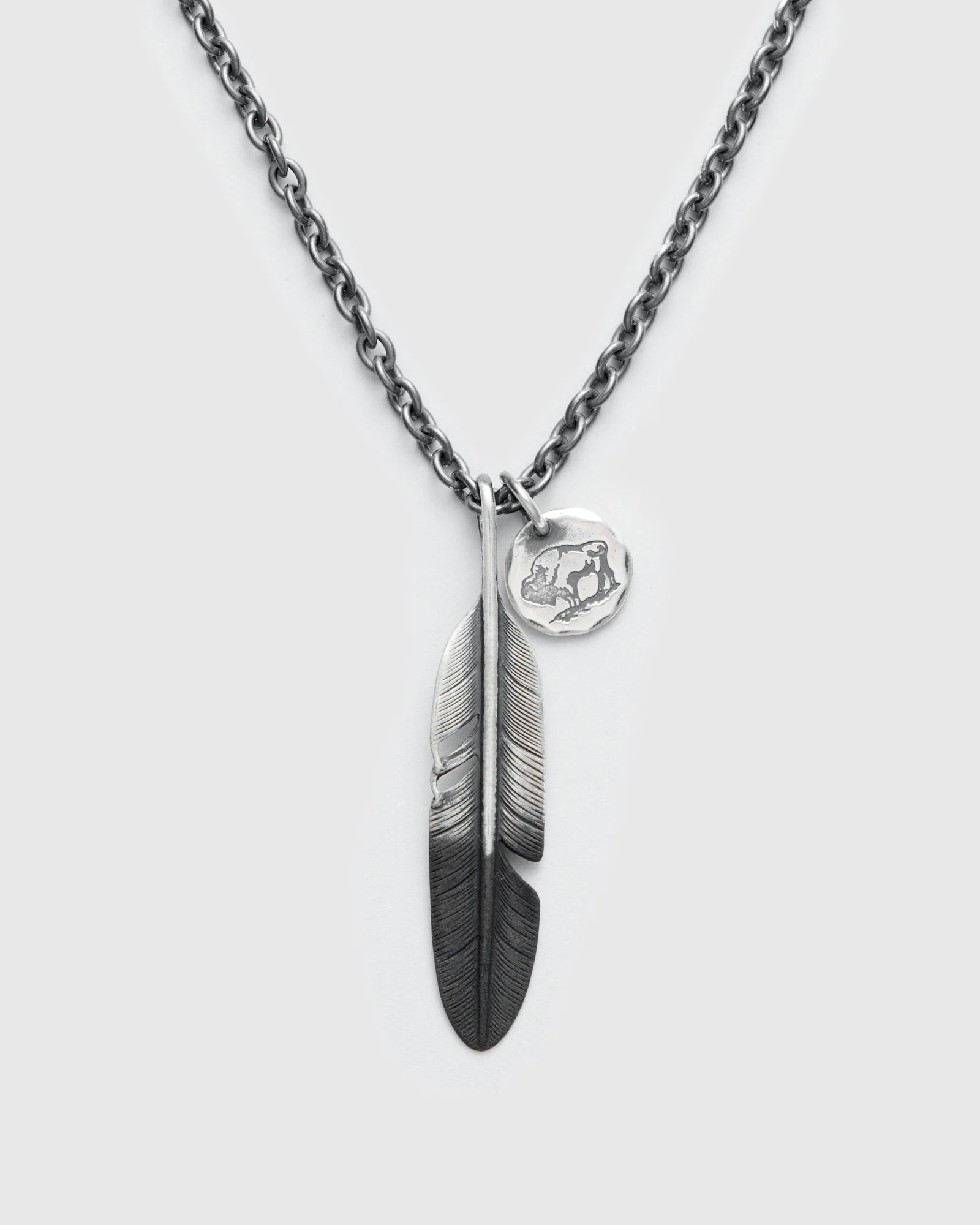 Pherrow's x Peace Feather Necklace in Silver