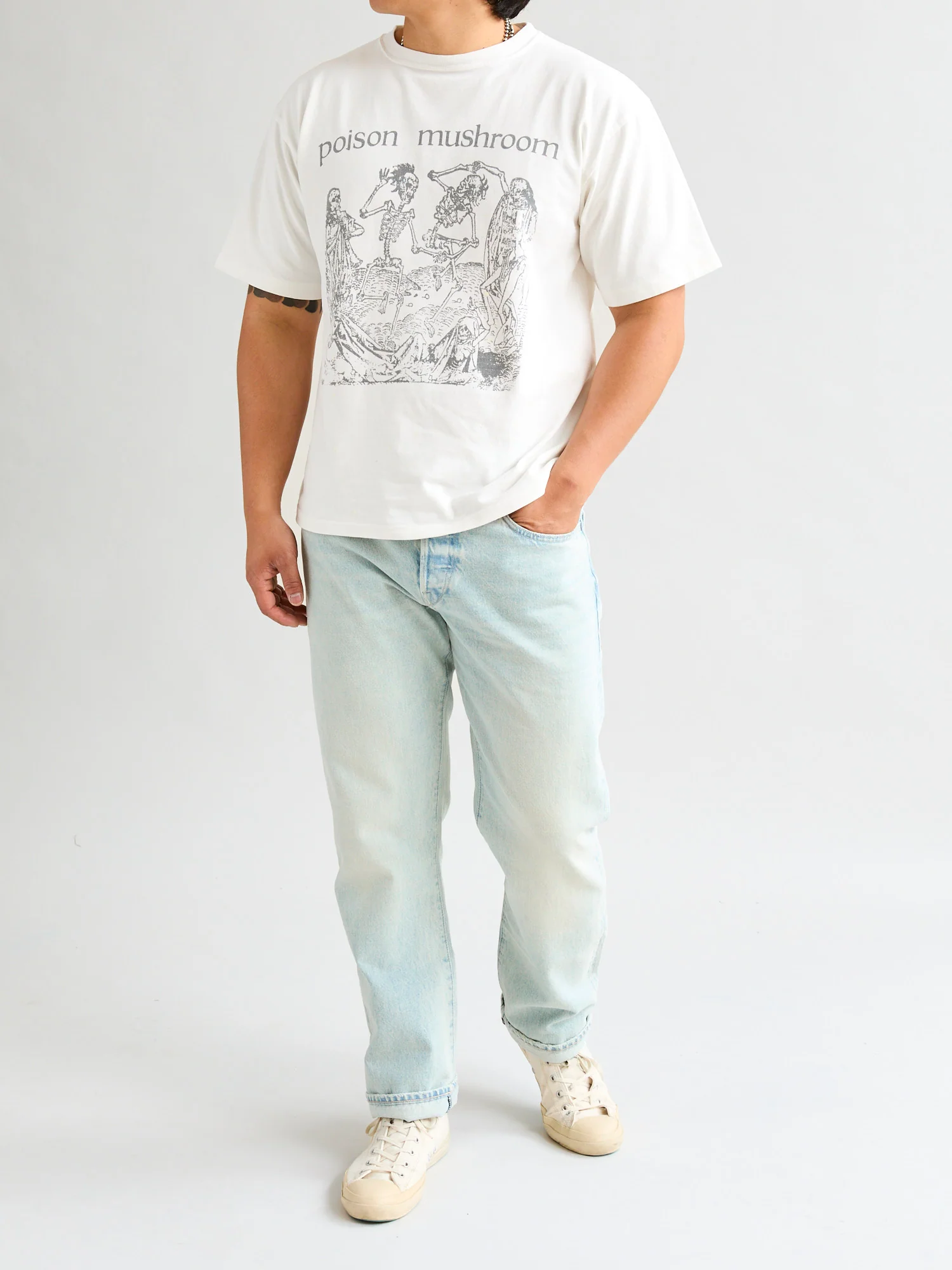 "Poison Mushroom" New Finish T-Shirt in Off White - Image 9