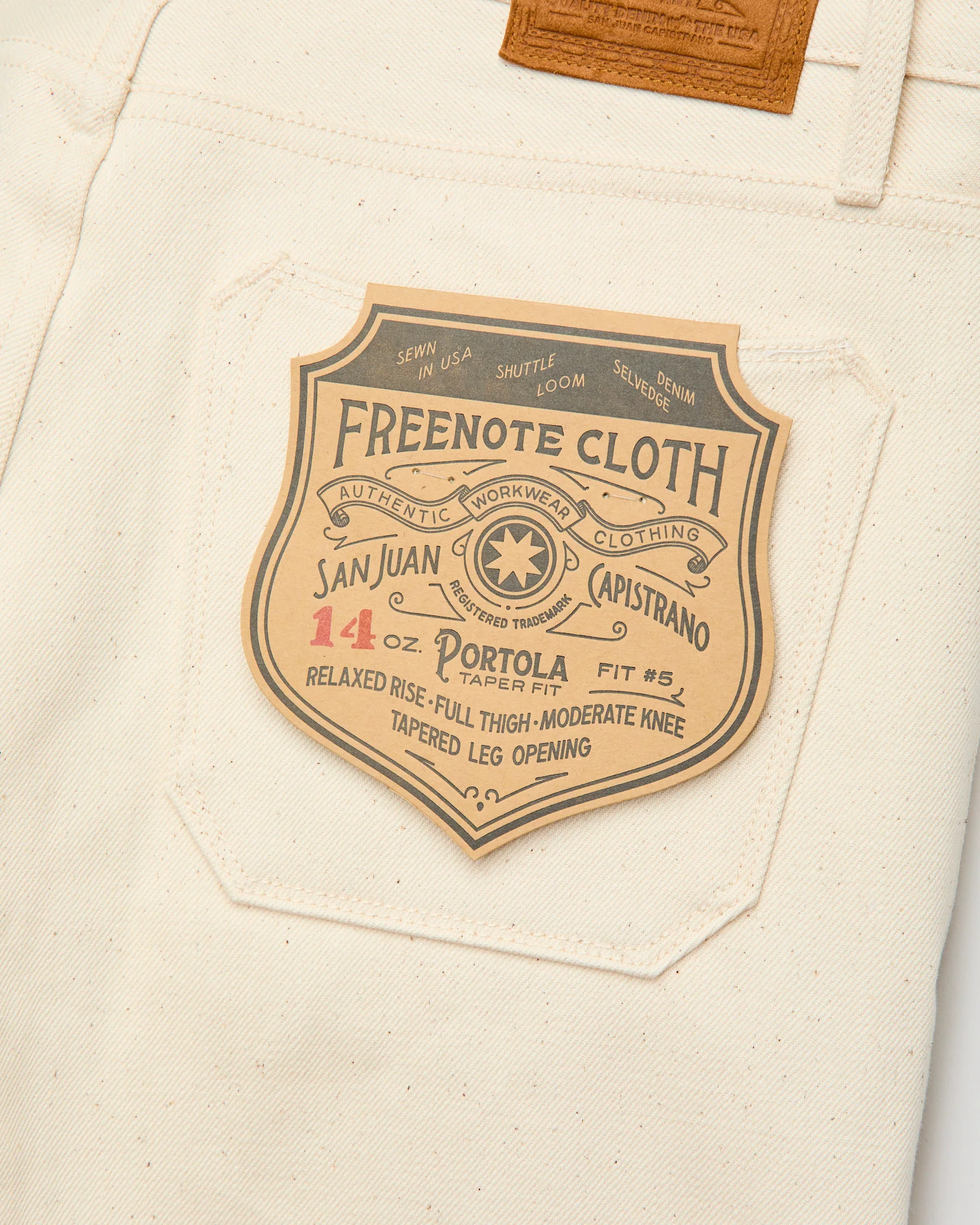 "Portola" 14oz Ecru Selvedge Denim - Tapered Fit - Image 5