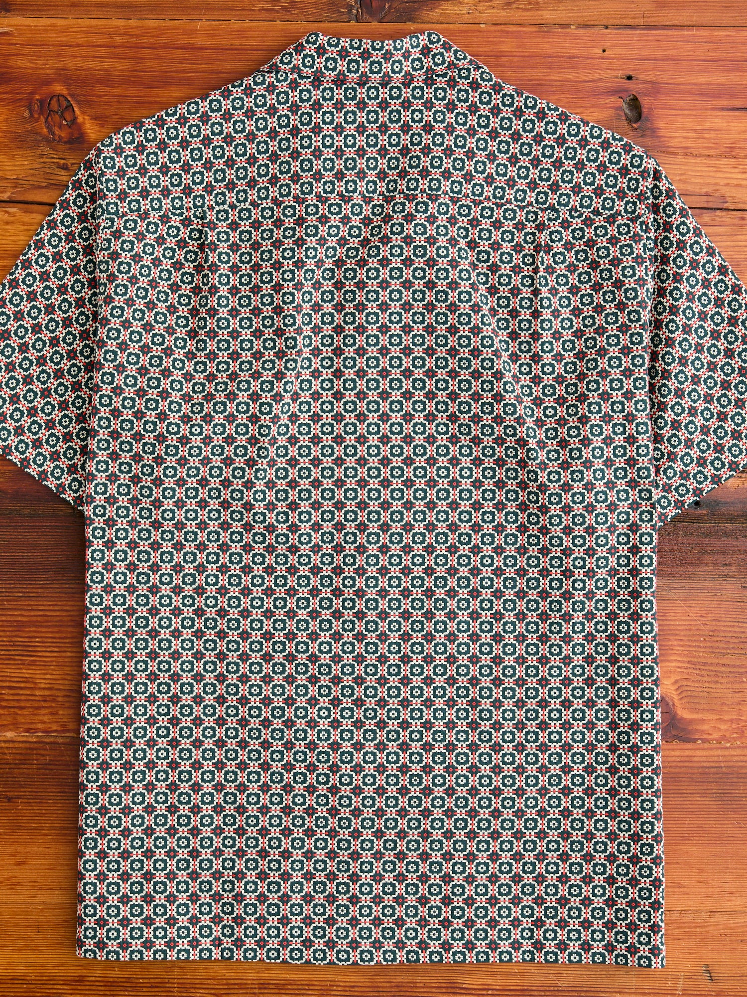 Portuguese Tile Button-Up Shirt in Green Orange - Image 9