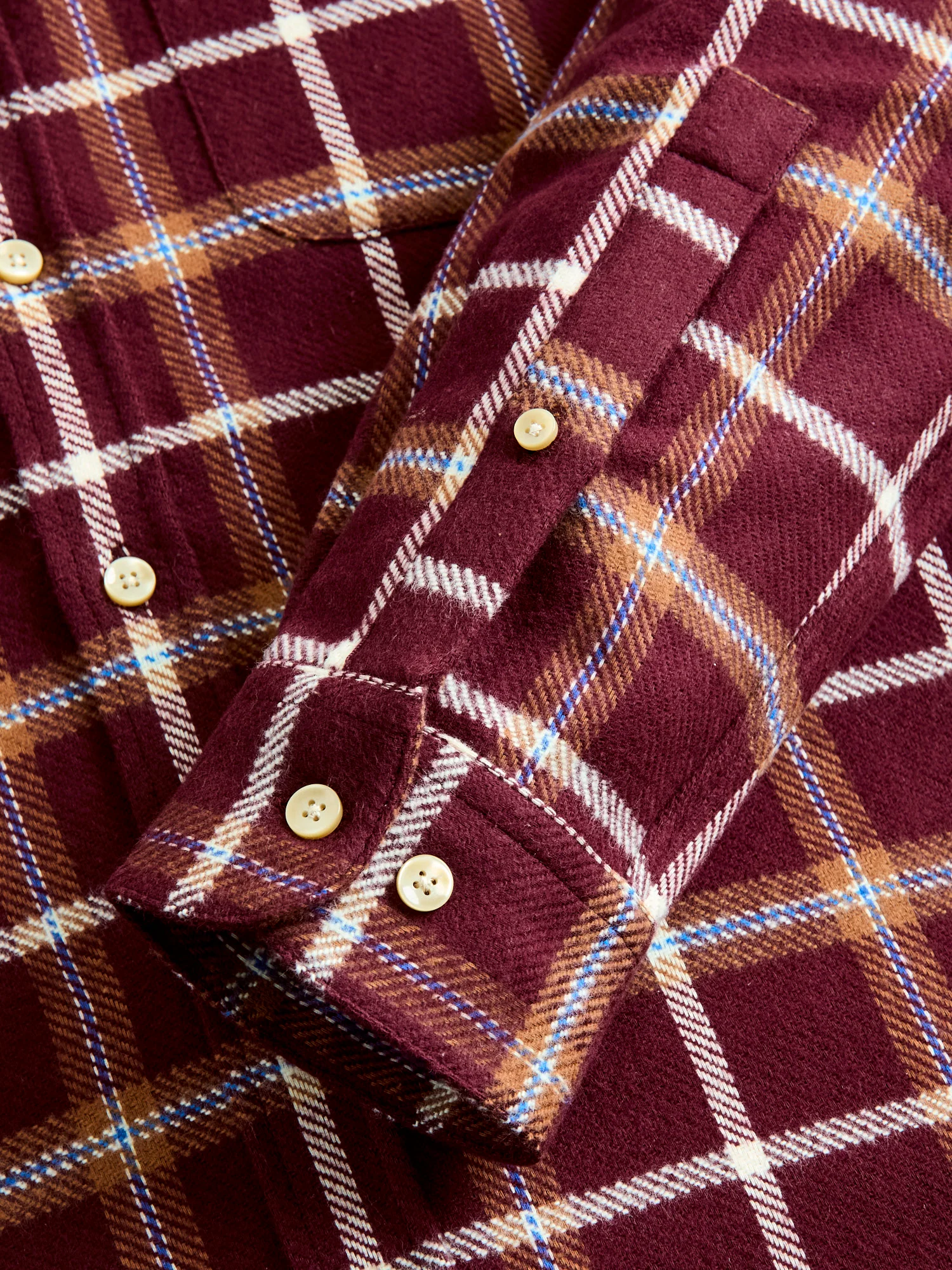 Pottery Check Button-Up Shirt in Burgundy - Image 5