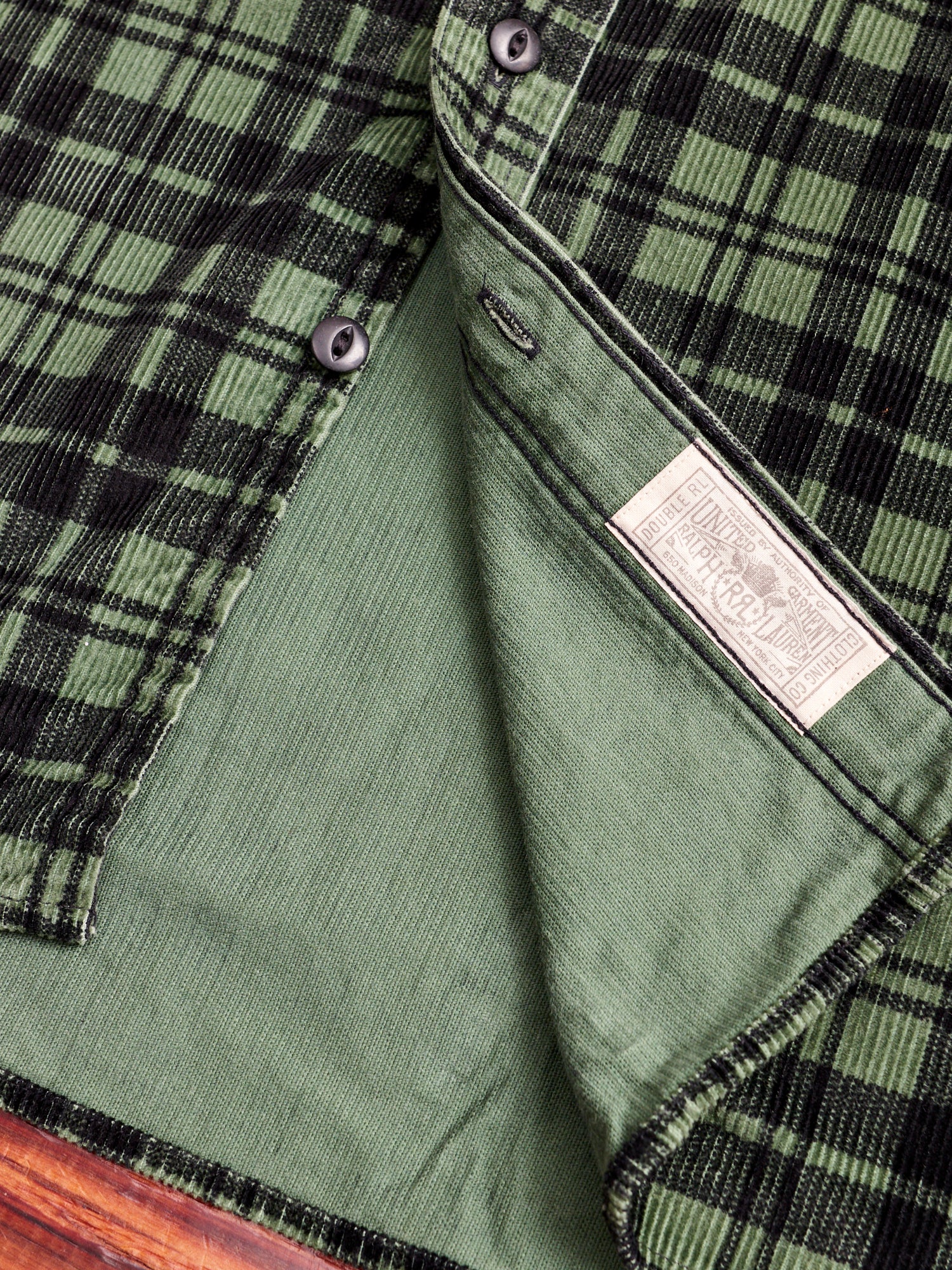 Printed Corduroy Work Shirt in Green/Black - Image 7