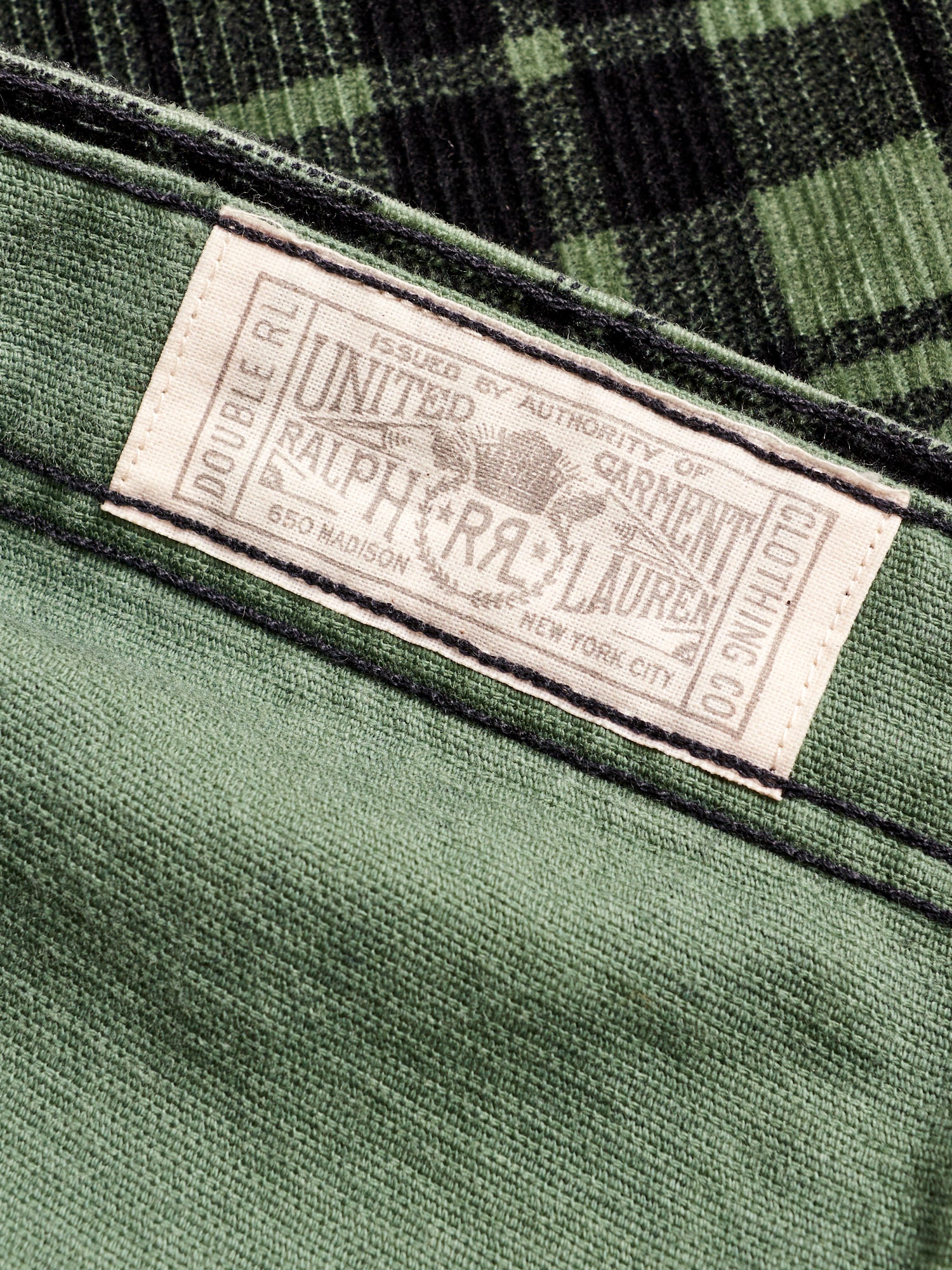 Printed Corduroy Work Shirt in Green/Black - Image 9