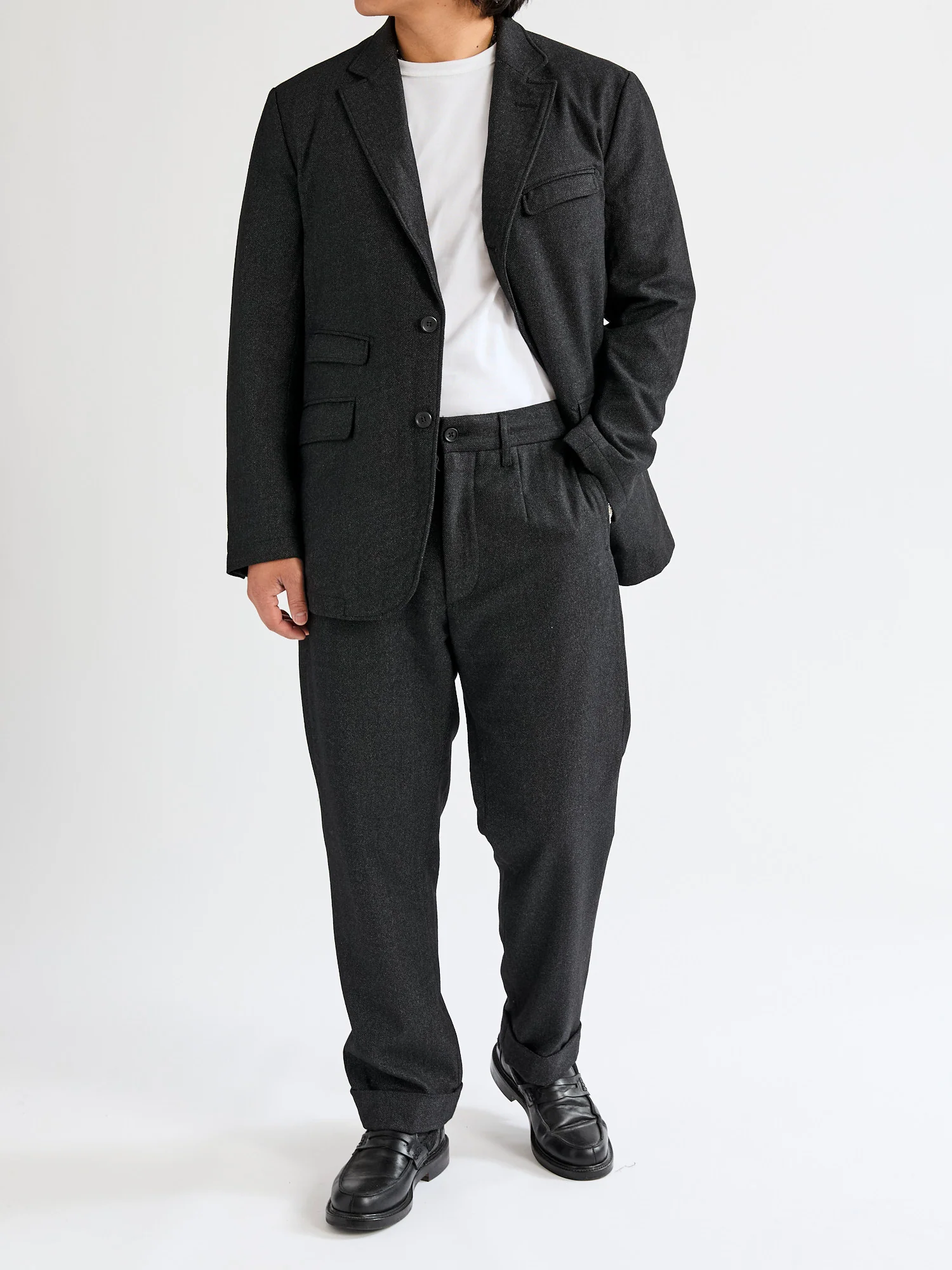 Printed Wool Andover Pants in Charcoal - Image 13