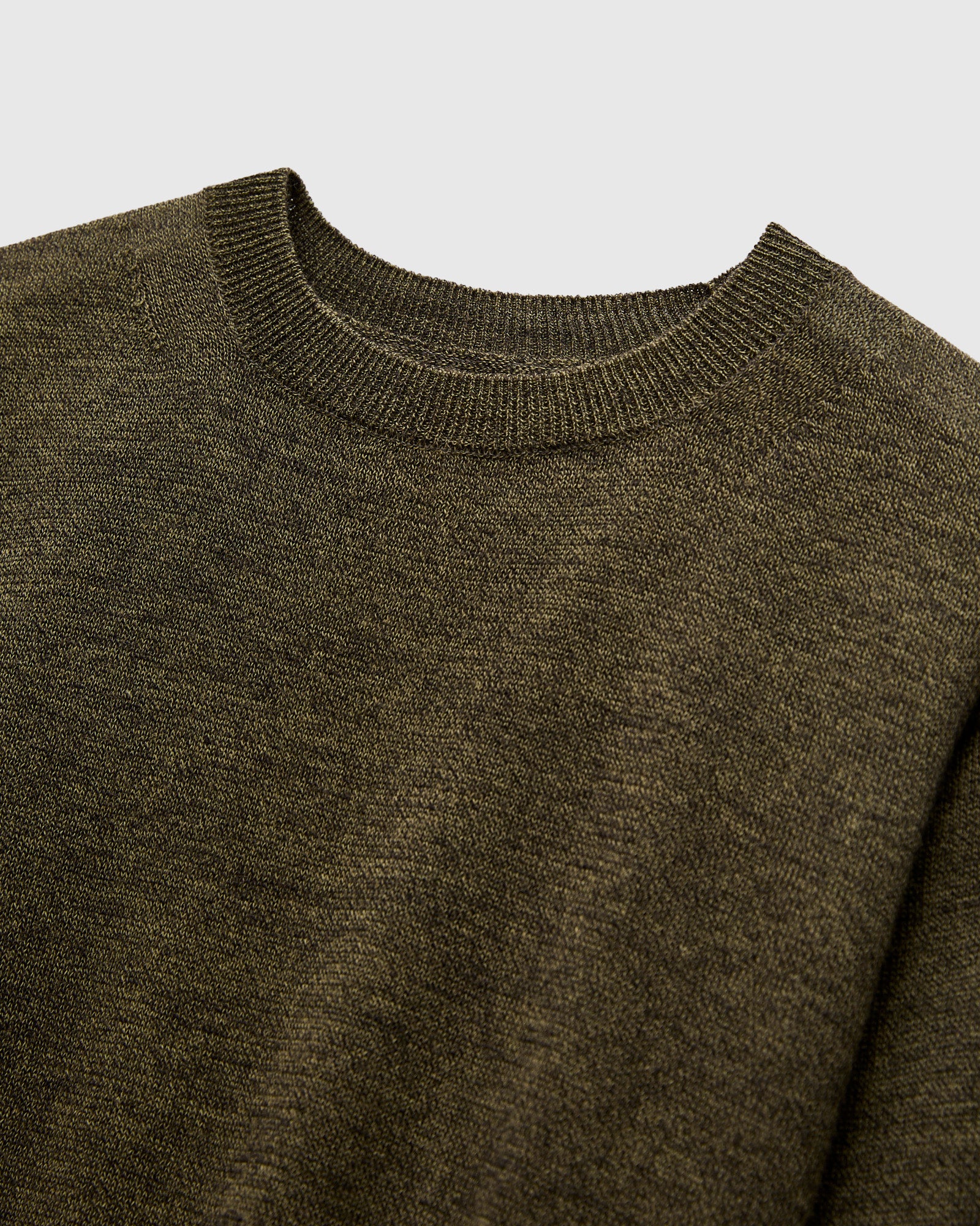 Ramie Wool Crewneck Sweater in Olive - Image 4