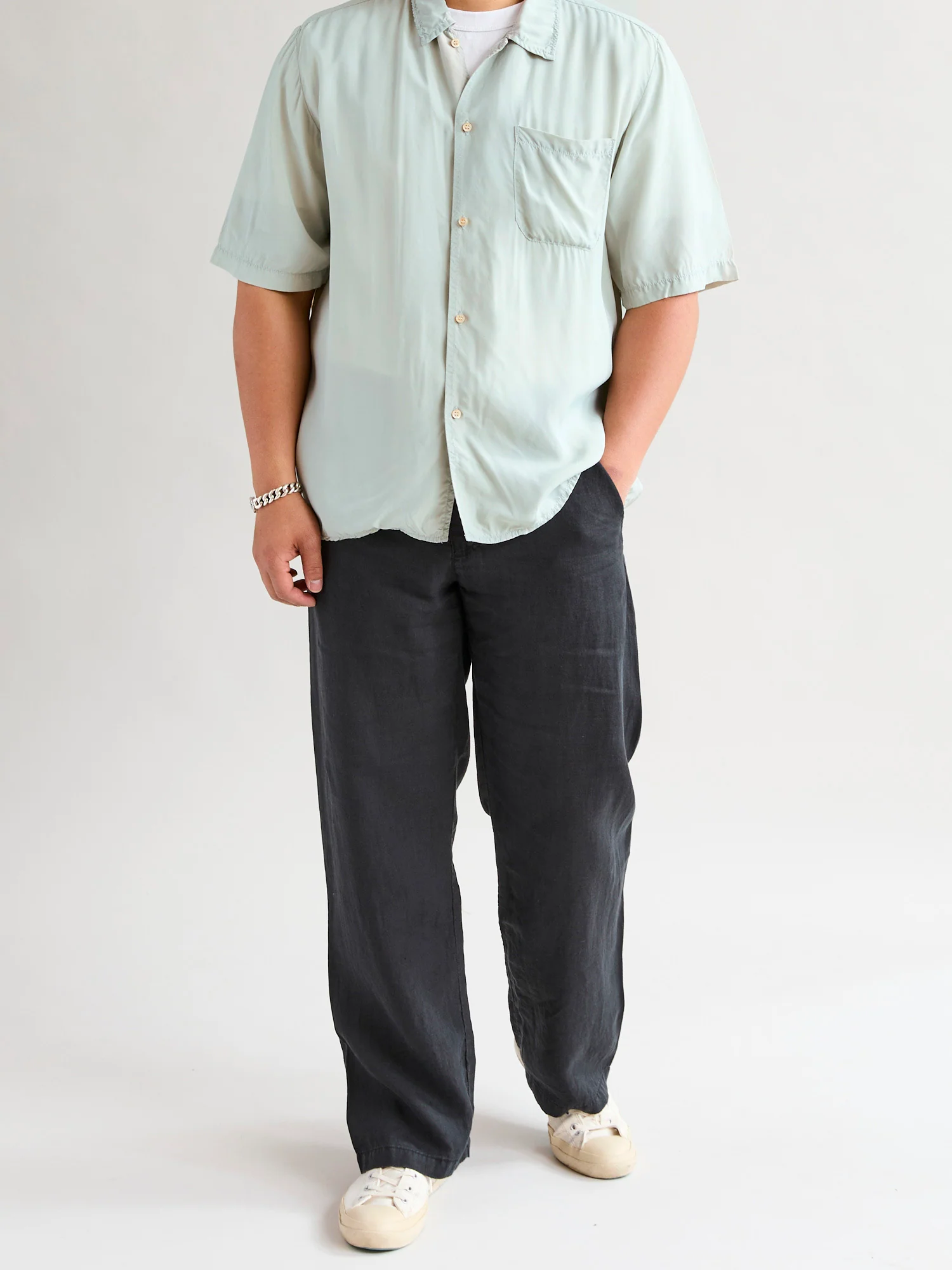 Rayon Hawk Short Sleeve Shirt in Sax - Image 10