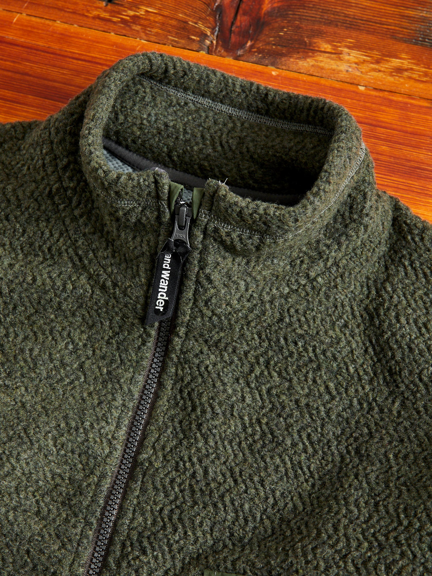 Recycled Wool Jacquard Zip Jacket in Khaki - Image 4