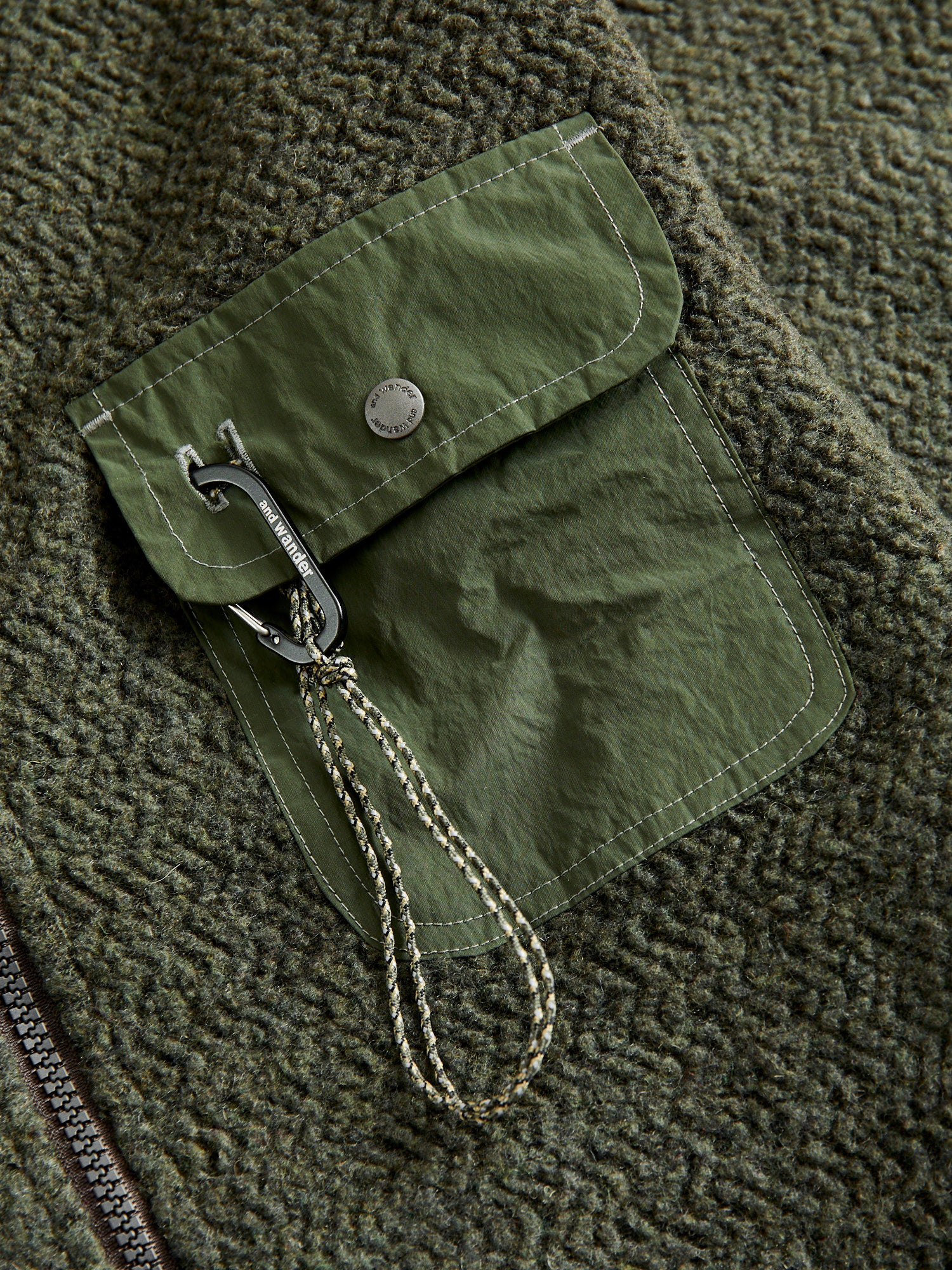 Recycled Wool Jacquard Zip Jacket in Khaki - Image 5