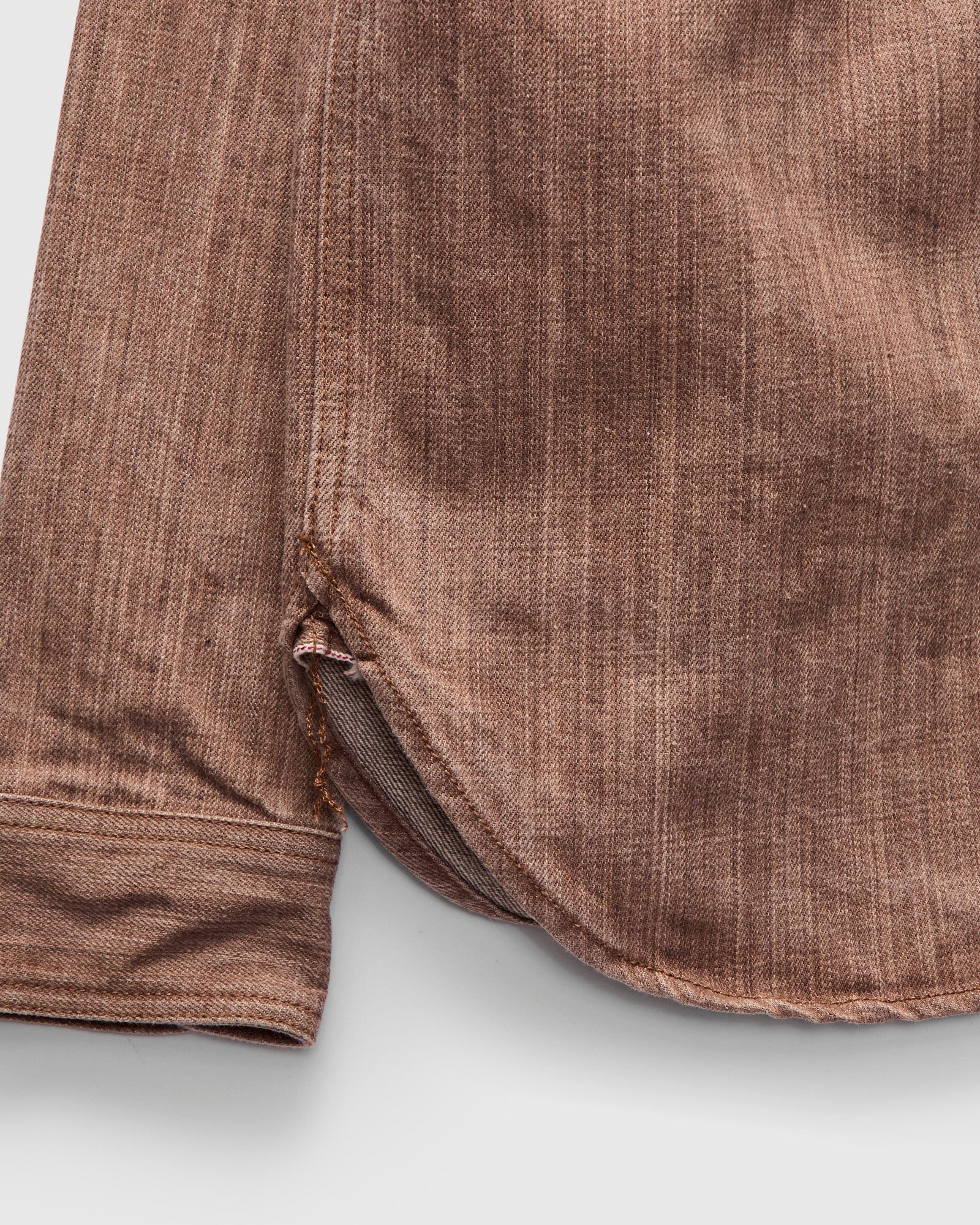 "Kaki-Kyoku" Heavyweight Denim Work Shirt in Red Persimmon - Image 6