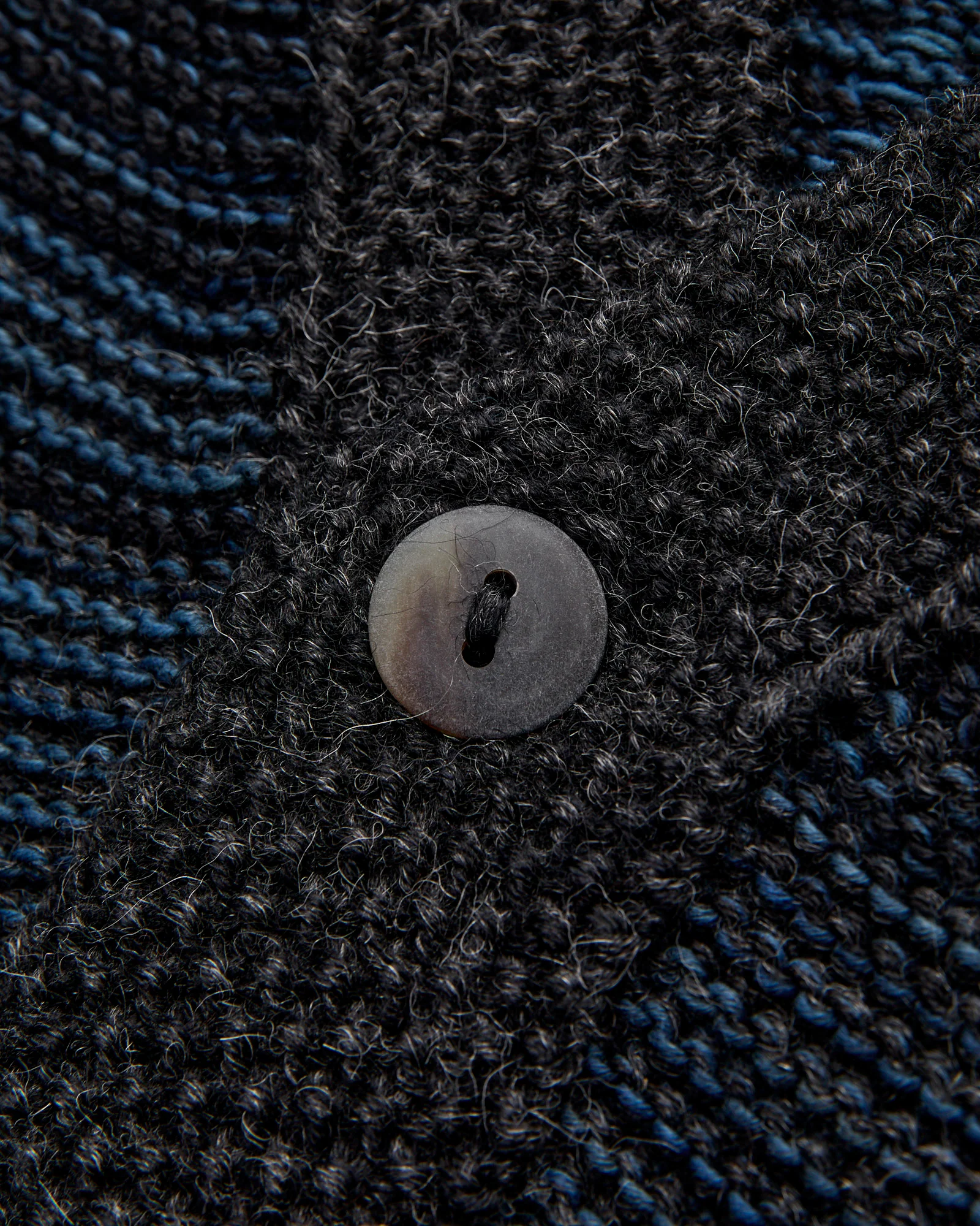 Ren Alpaca Cardigan in Black Dark Indigo - Image 5