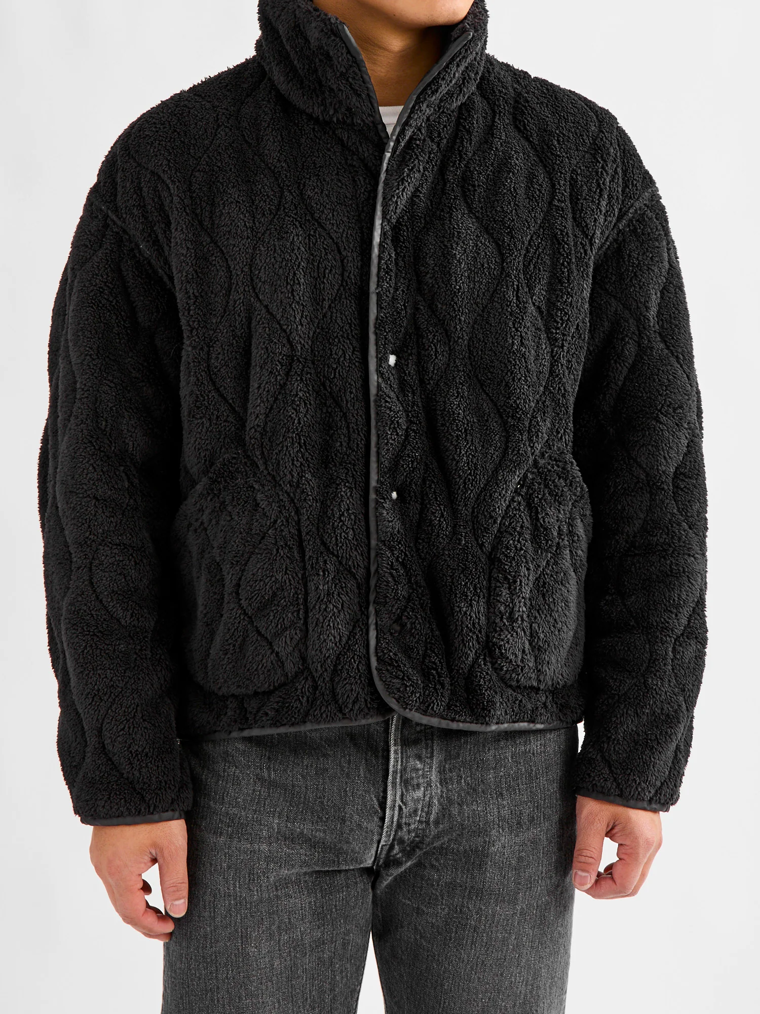 Reversible Nylon Ripstop Boa Liner Jacket in Black - Image 3
