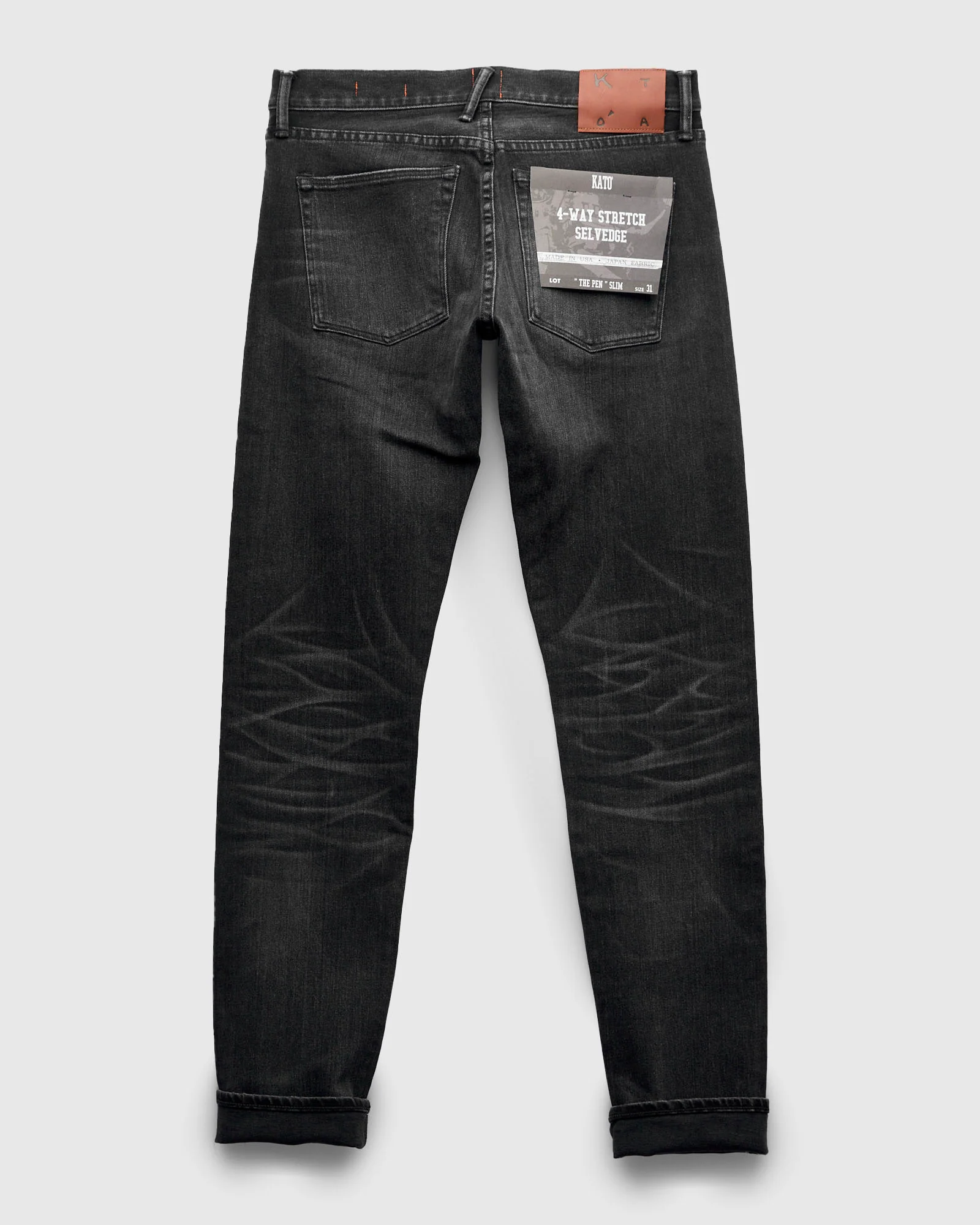 "Rilo" 10.5oz Washed Black Stretch Selvedge Denim - Pen Slim - Image 2