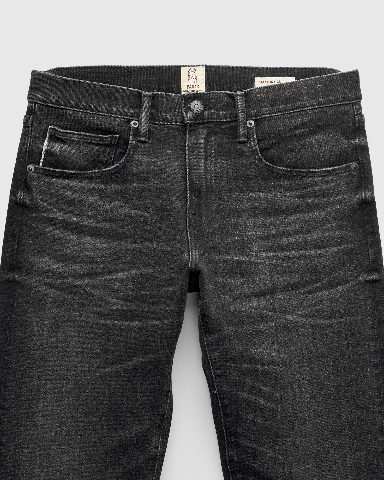"Rilo" 10.5oz Washed Black Stretch Selvedge Denim - Pen Slim - Image 4