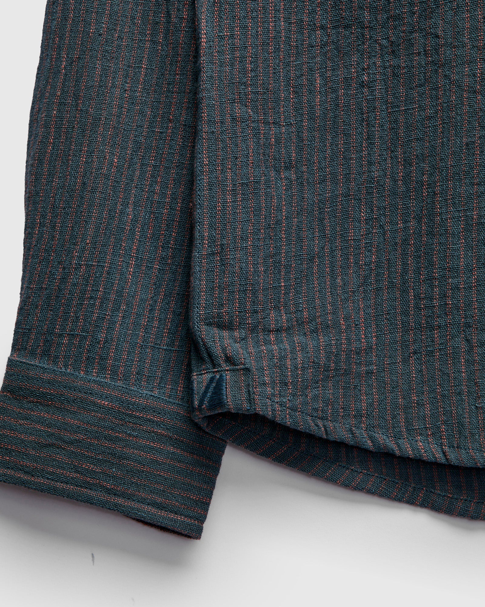 Rios Workshirt in Midnight Teal/Clay Ticking Stripe - Image 7