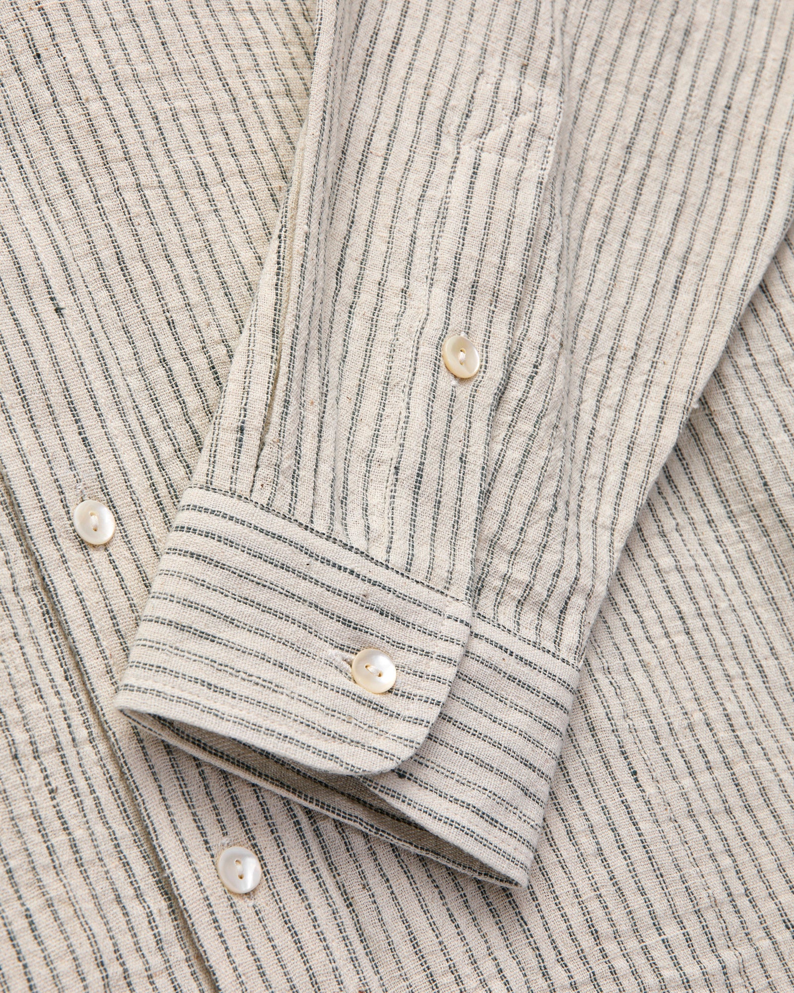 Rios Workshirt in Natural/Midnight Teal Ticking Stripe - Image 6