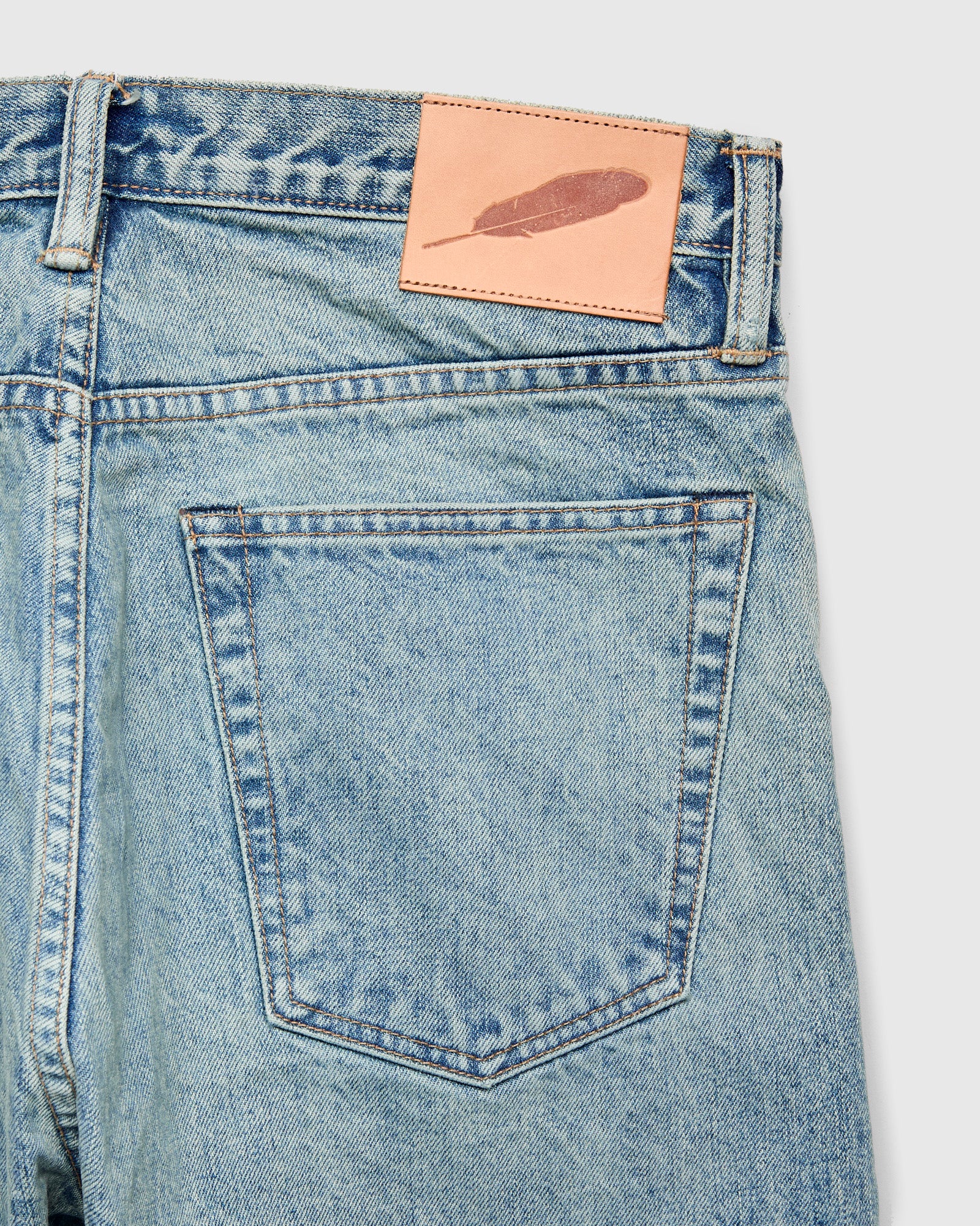 "River Wash" 15oz Stonewash Selvedge Denim in Strider - Image 3