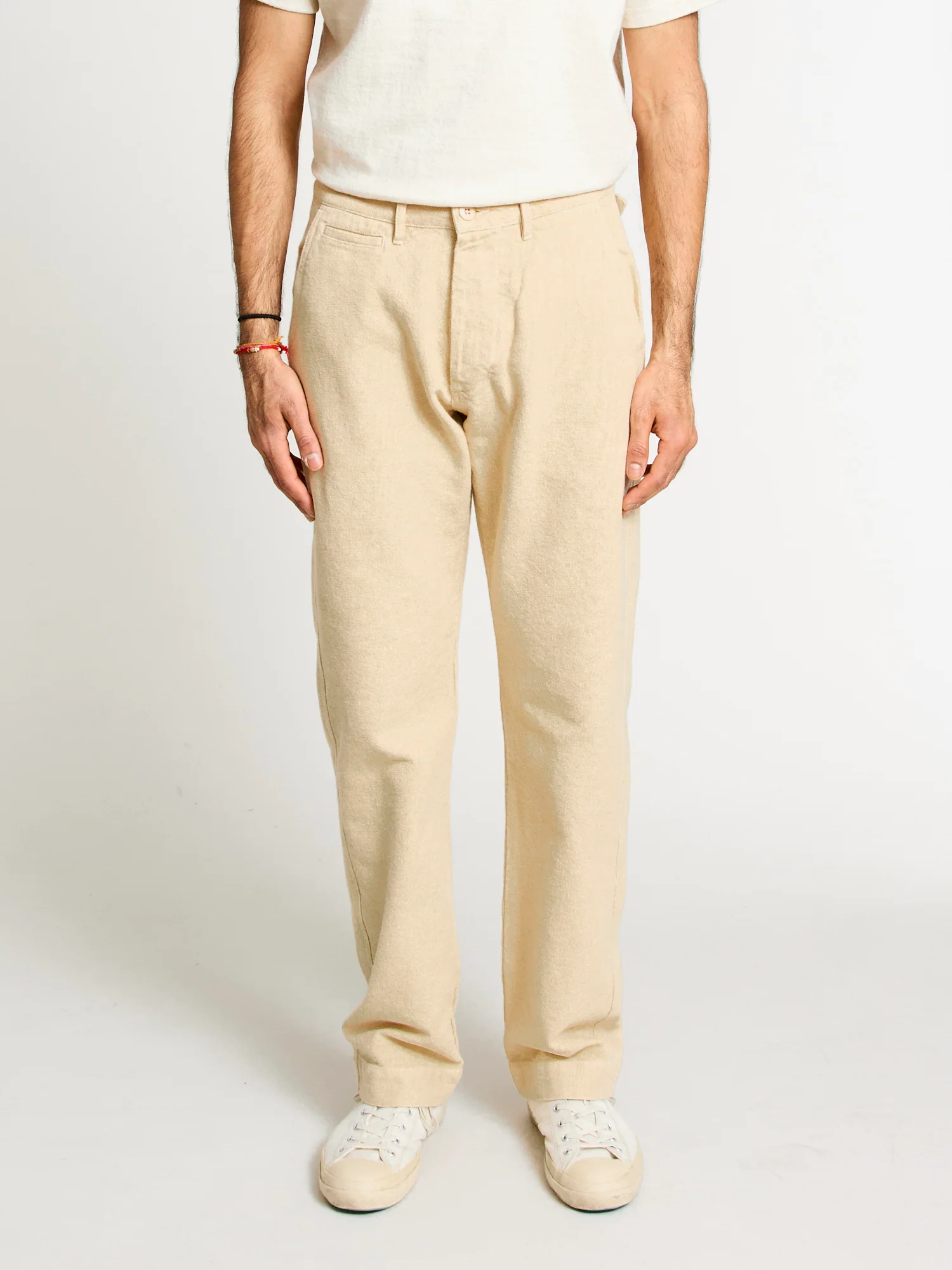 Rustic Plainweave Flat Front Chino in Natural - Image 2