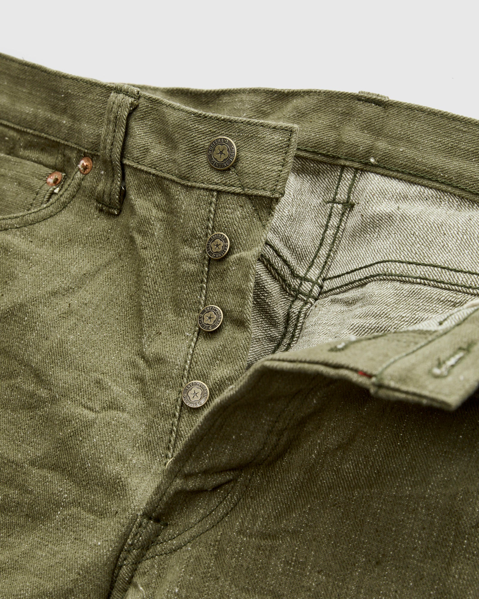 S0150GNX "Uguisu" 17oz Selvedge Denim - Regular Straight Fit - Image 7