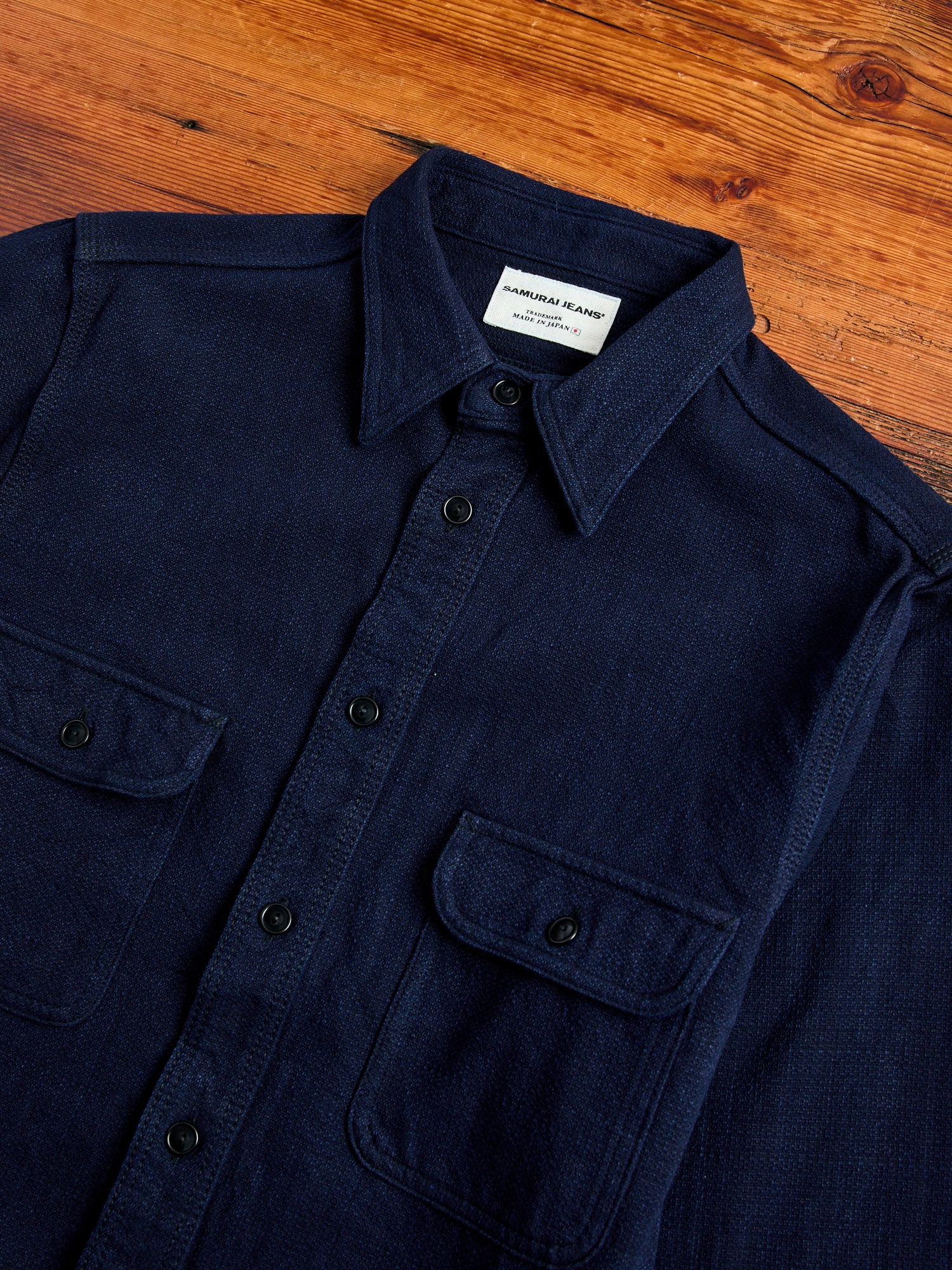 SAK24-01W Aimadara Work Shirt in Natural Indigo - Image 4