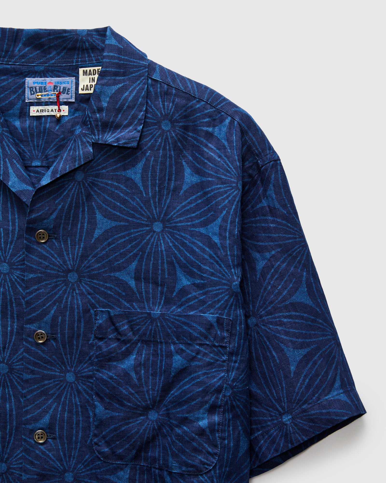 "Sakura" Bassen Aloha Shirt in Indigo - Image 6