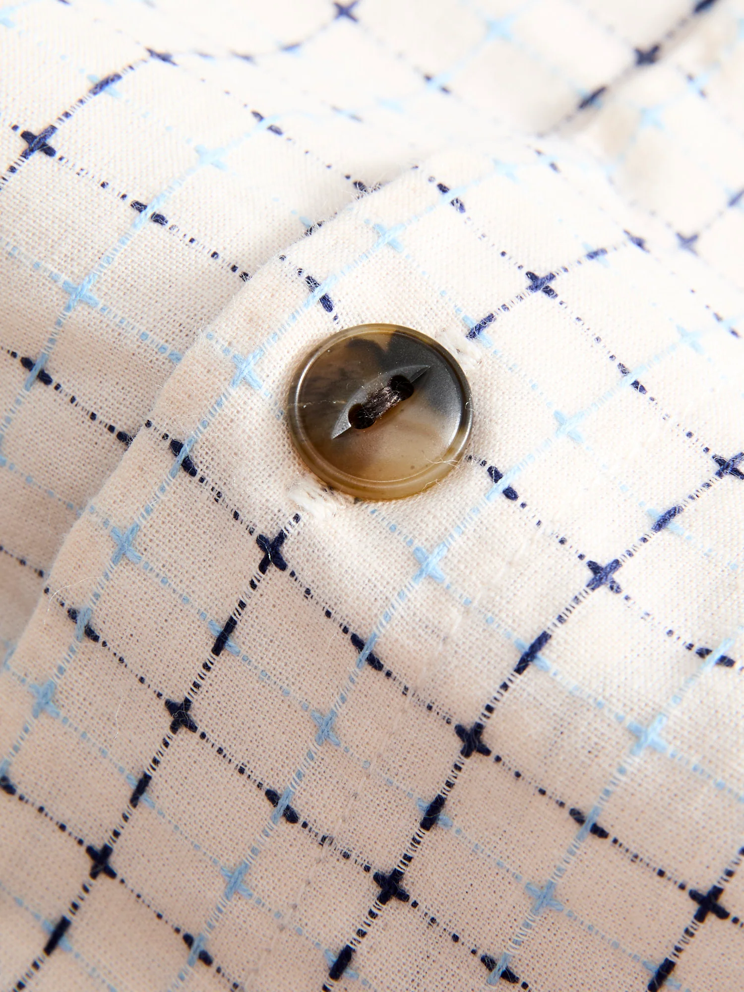 "Sashiko Grid" Oxford Shirt in Natural - Image 6