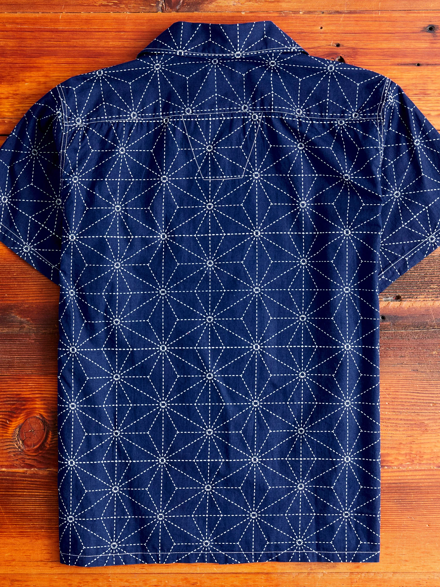 Sashiko Print Hawaiian Shirt in Indigo - Image 8