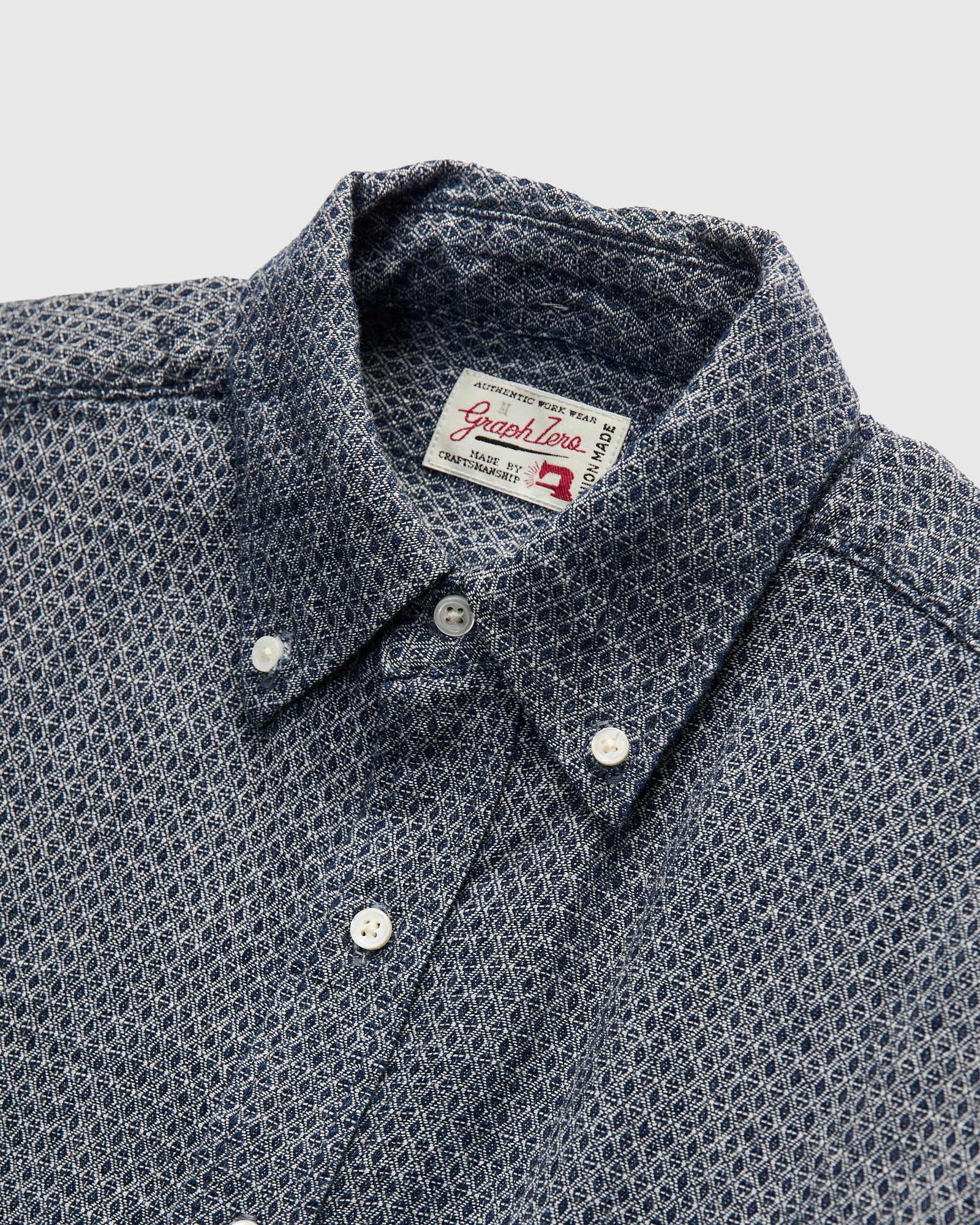 Sashiko Standard Button-Down LS Shirt in White - Image 3