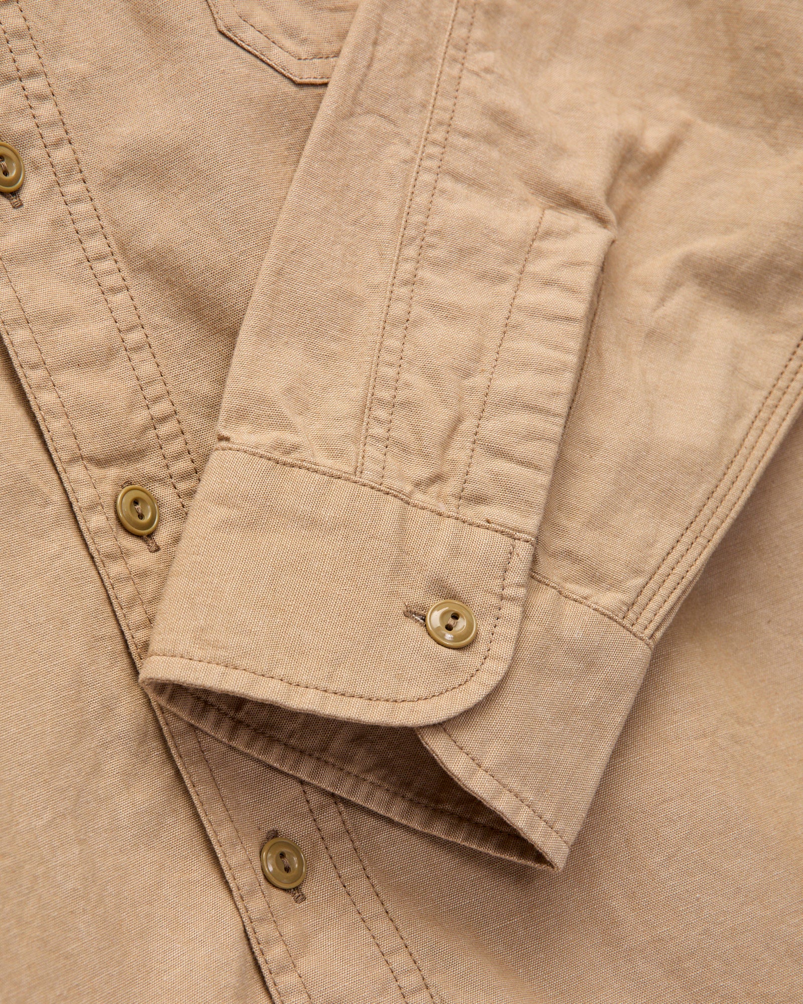 Selvedge Chambray Workshirt in Beige - Image 5