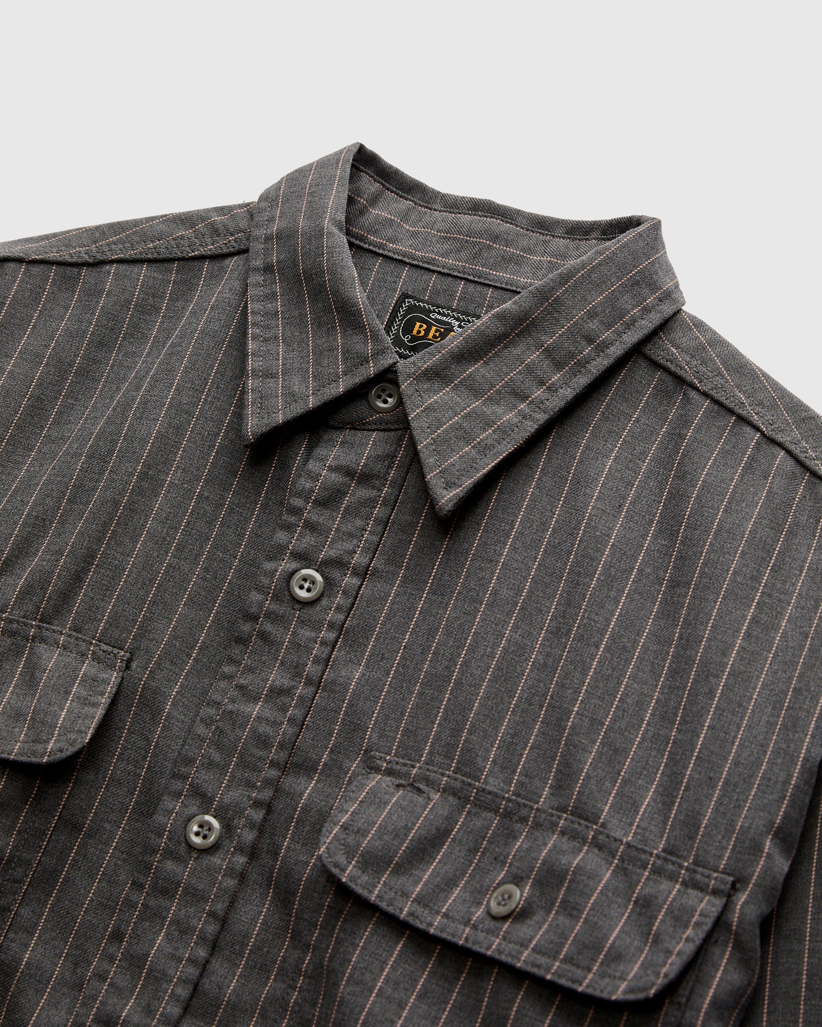 Serge Pinstripe Workshirt in Grey - Image 3