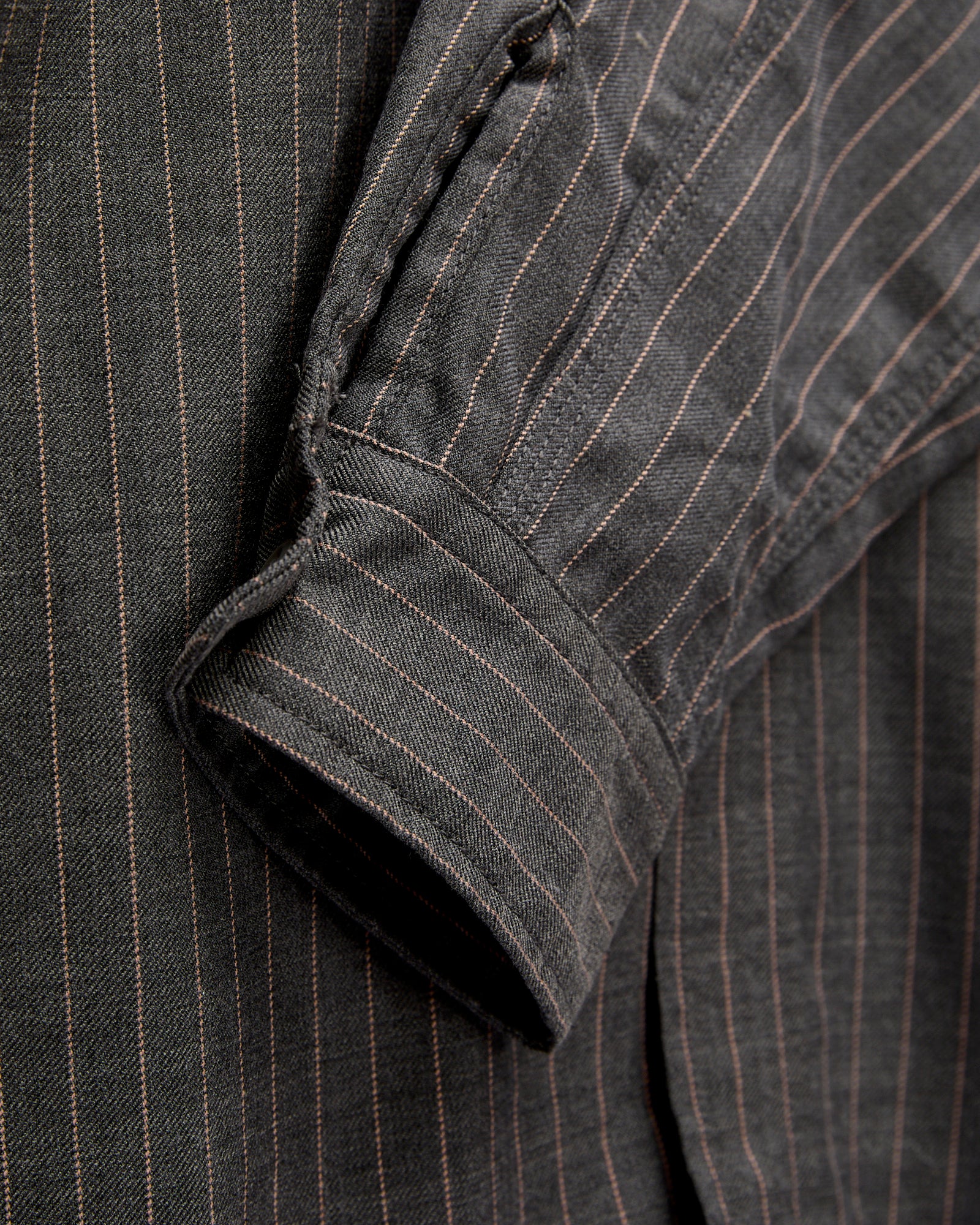 Serge Pinstripe Workshirt in Grey - Image 5