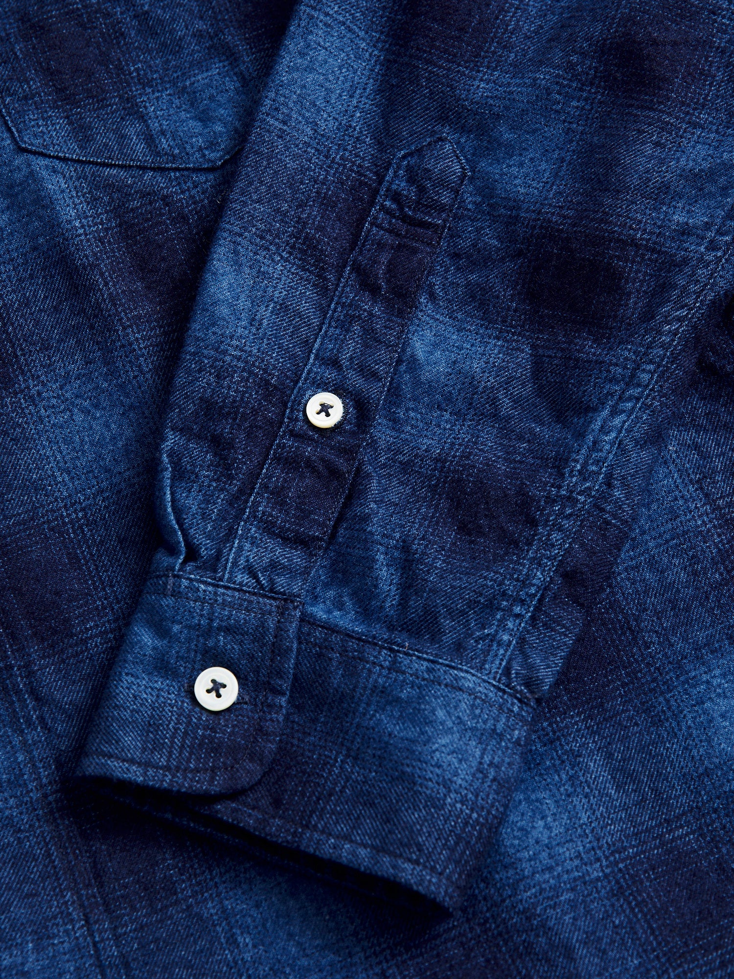 Indigo Check Flannel Shirt in Blue Ombre - Image 6