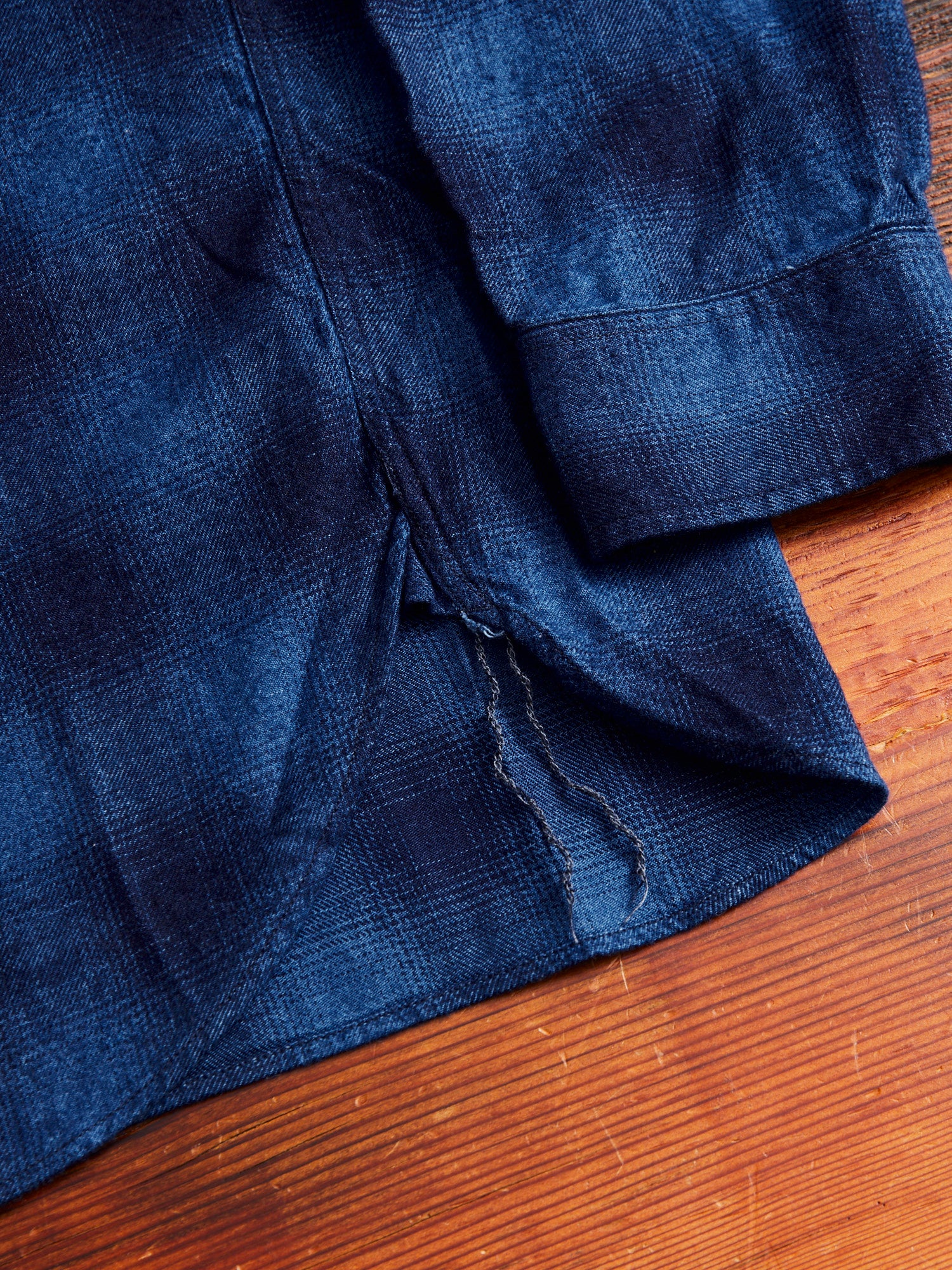 Indigo Check Flannel Shirt in Blue Ombre - Image 9