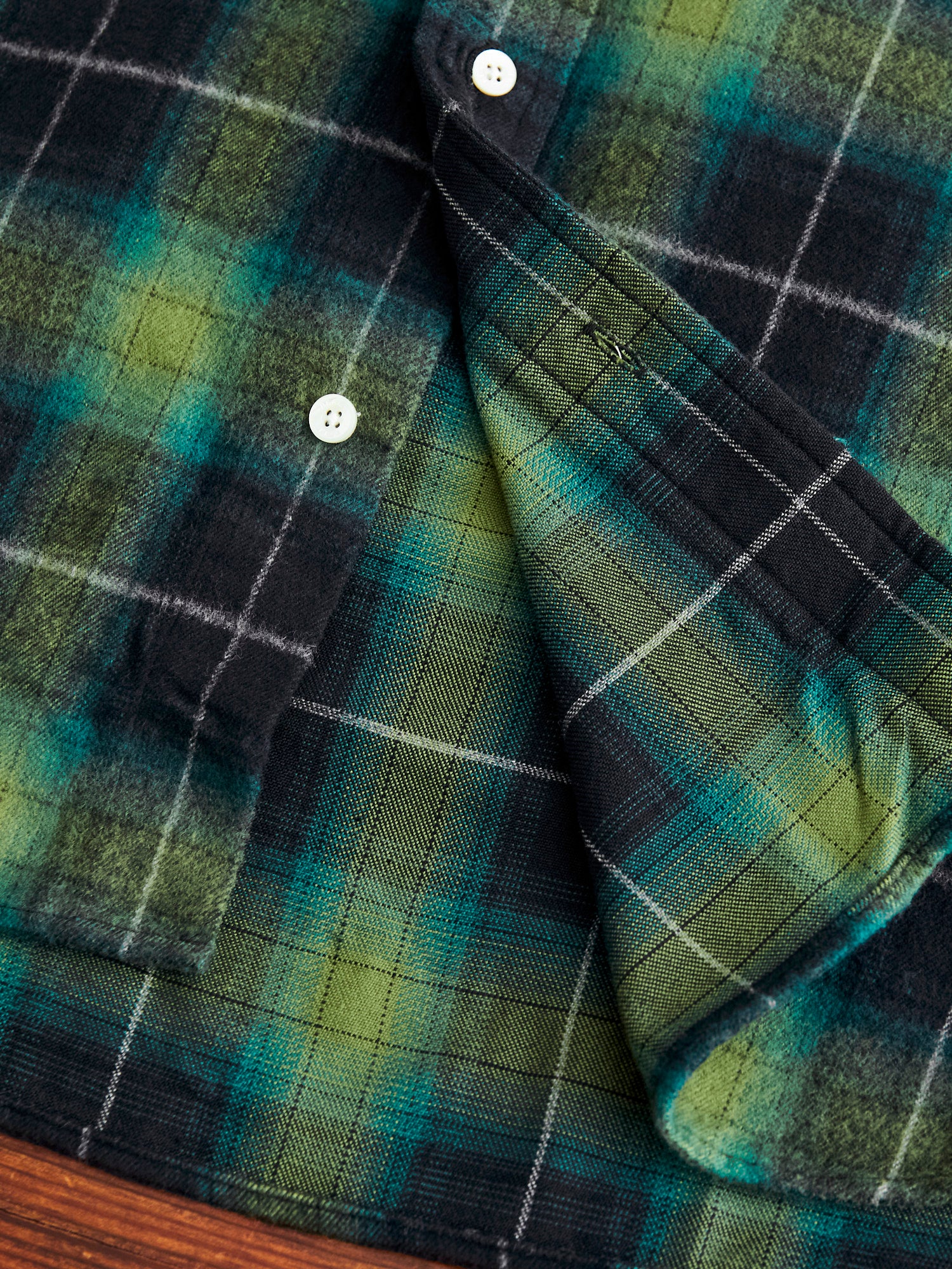 Shaggy Check Button-Down Shirt in Green - Image 7