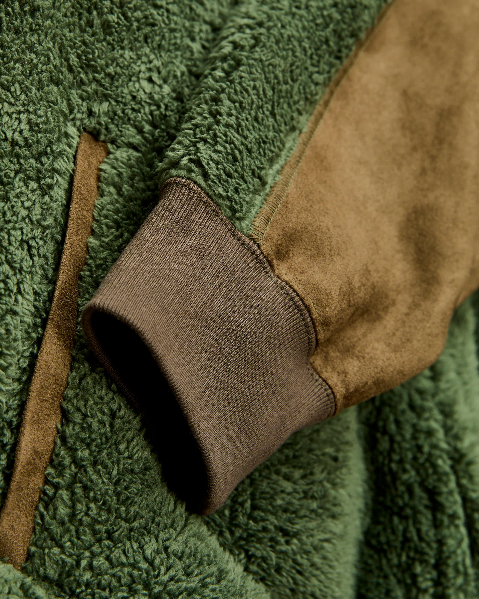 Shaggy Fleece Zip Jacket in Khaki - Image 6