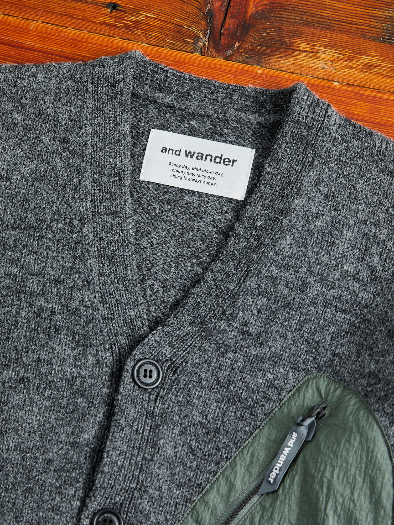 Shetland Wool Cardigan in Gray - Image 3