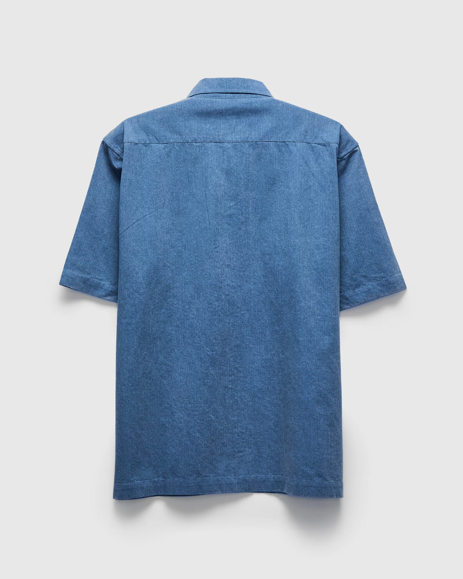Short Sleeve Work Shirt in Blue Pigment Dye - Image 3