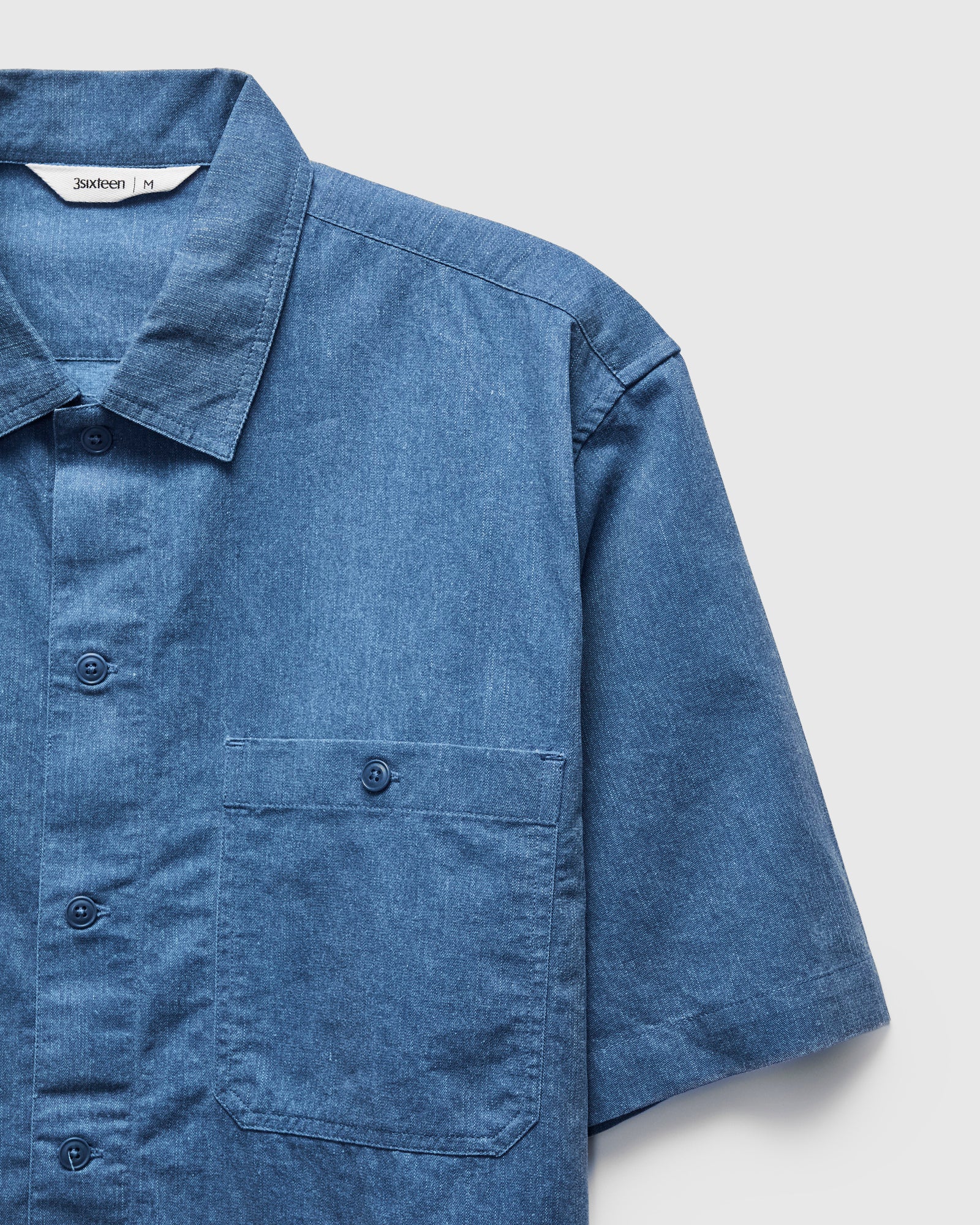 Short Sleeve Work Shirt in Blue Pigment Dye - Image 5